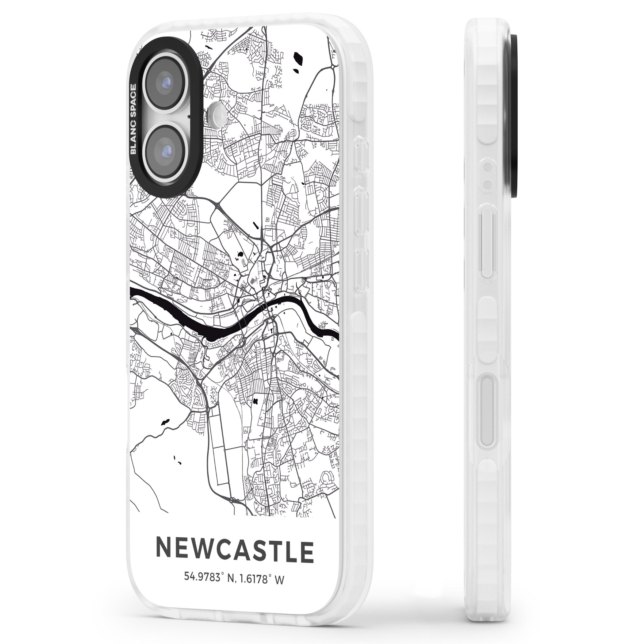 Newcastle City Map iPhone 17 Impact Clear Phone Case Side Profile