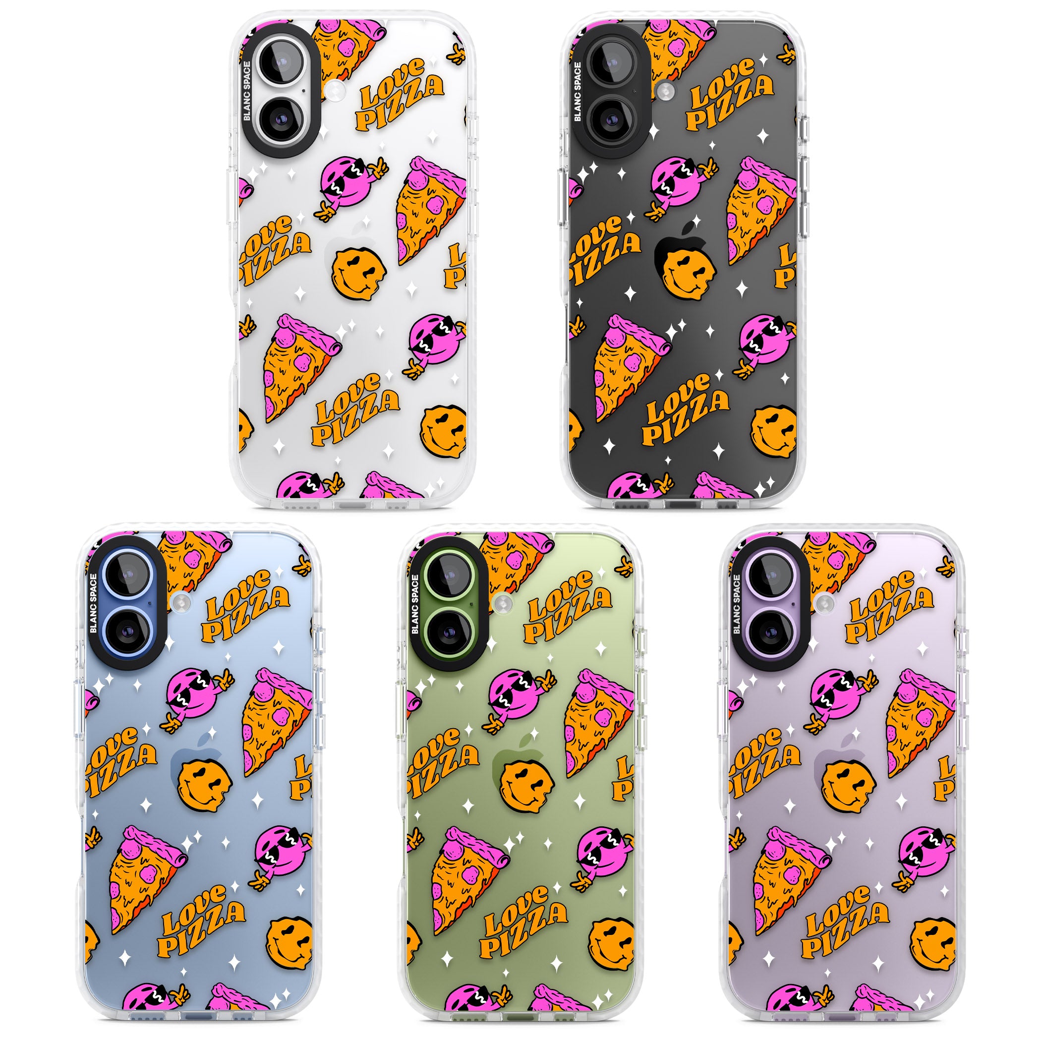 Psychedelic Love Pizza Pattern (Clear) iPhone 17 Impact Clear Phone Case APT Impact Protection