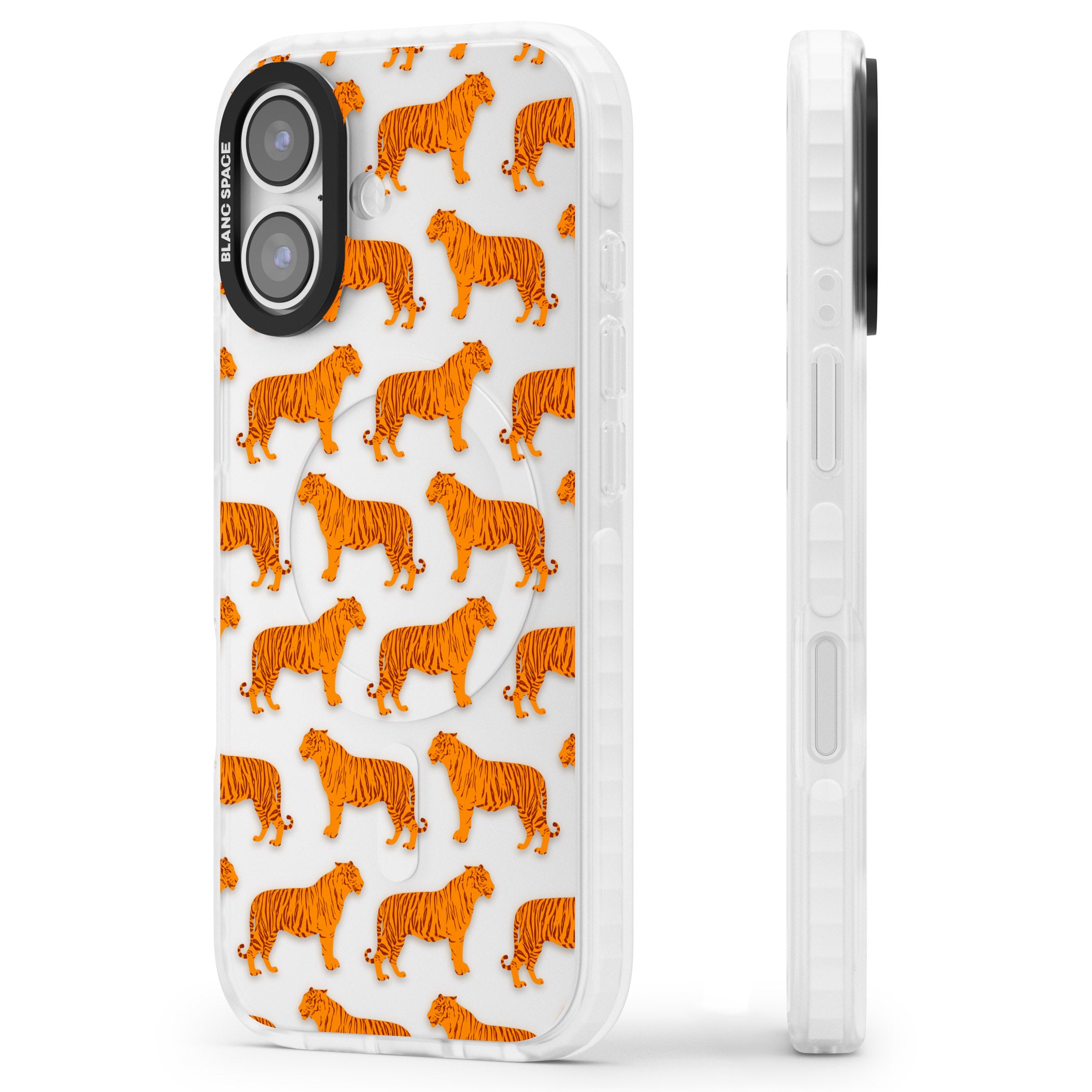 Tiger Pattern iPhone 17 Impact Clear Phone Case Side Profile