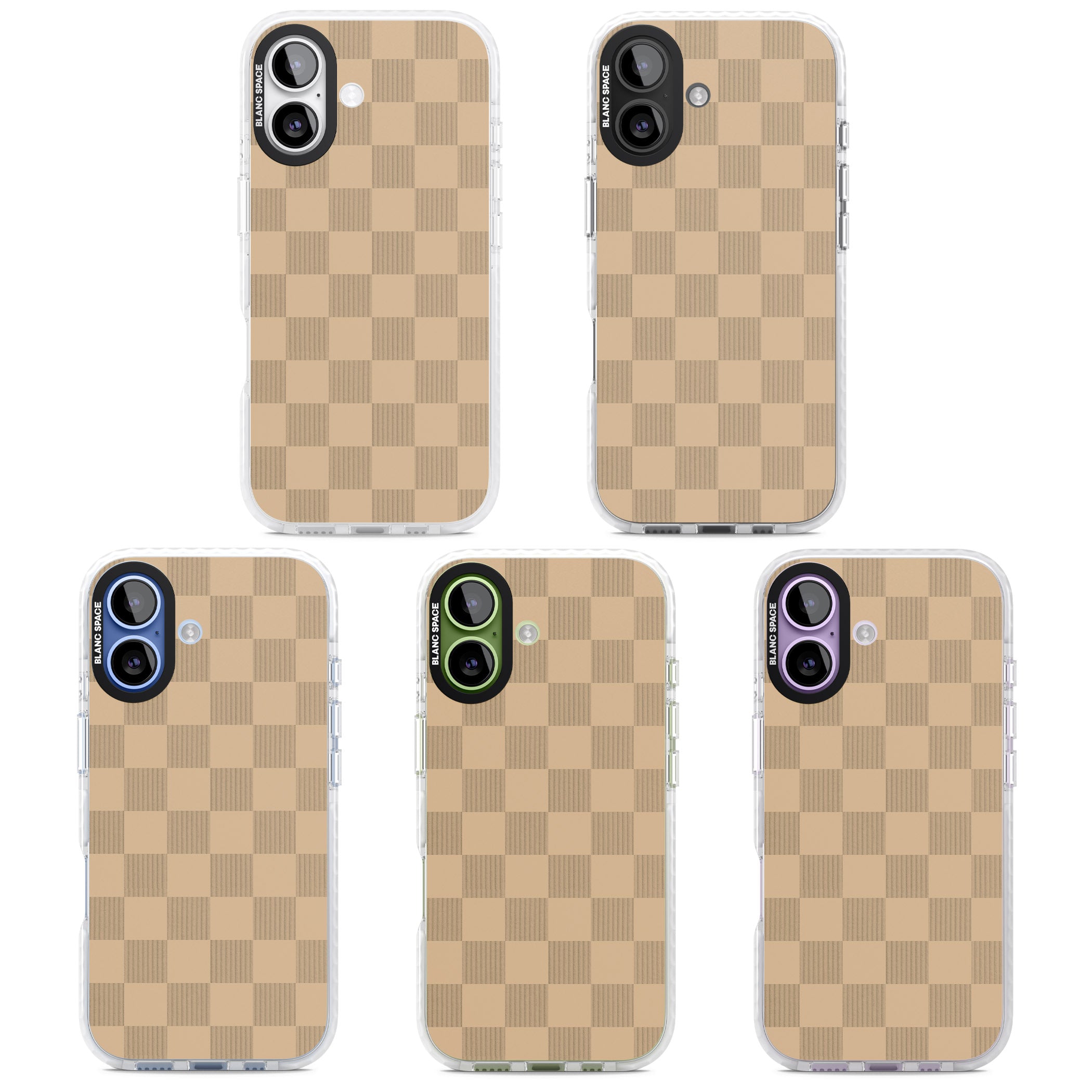 Beige Checkered iPhone 17 Impact Clear Phone Case APT Impact Protection