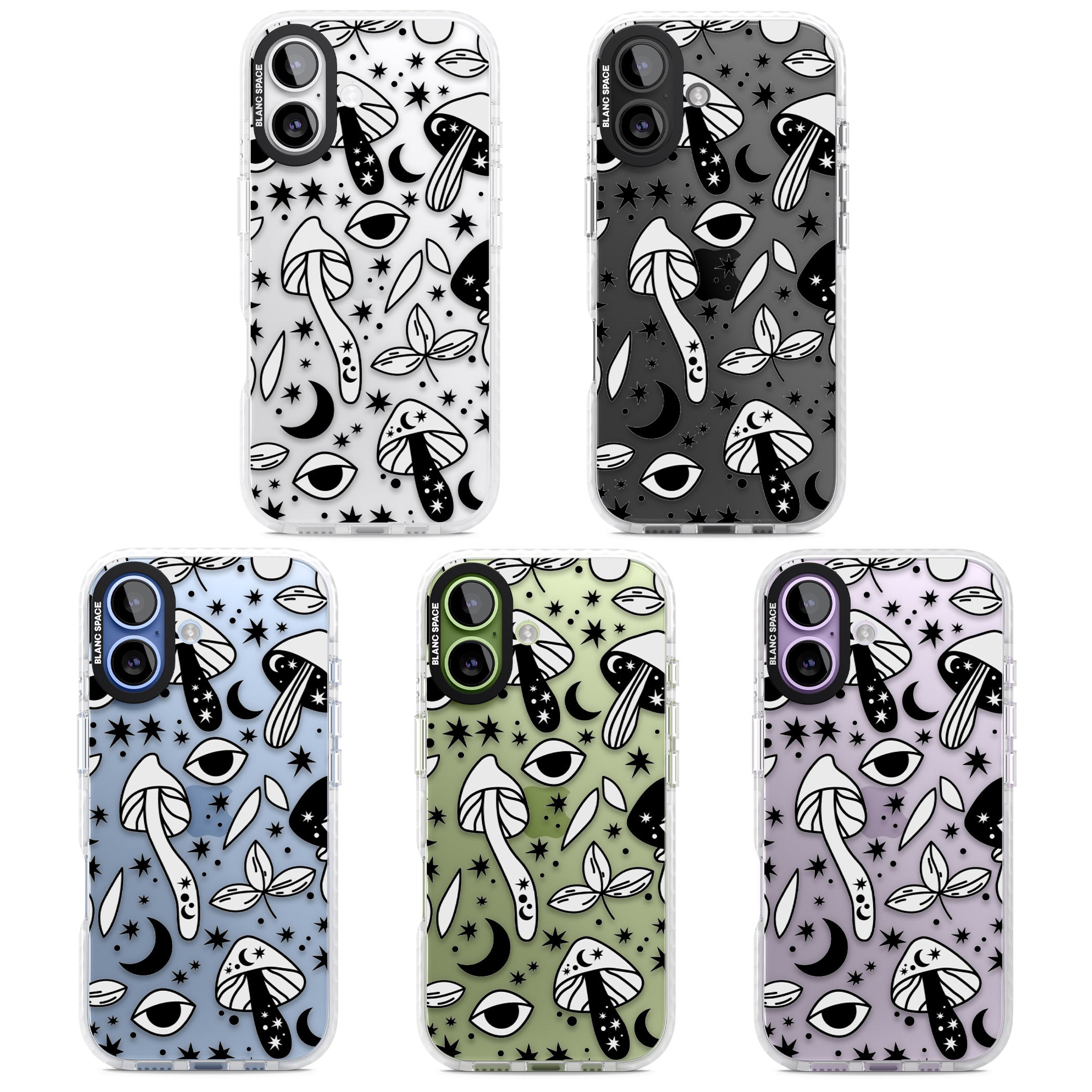 Mystic Mushrooms Pattern iPhone 17 Impact Clear Phone Case APT Impact Protection