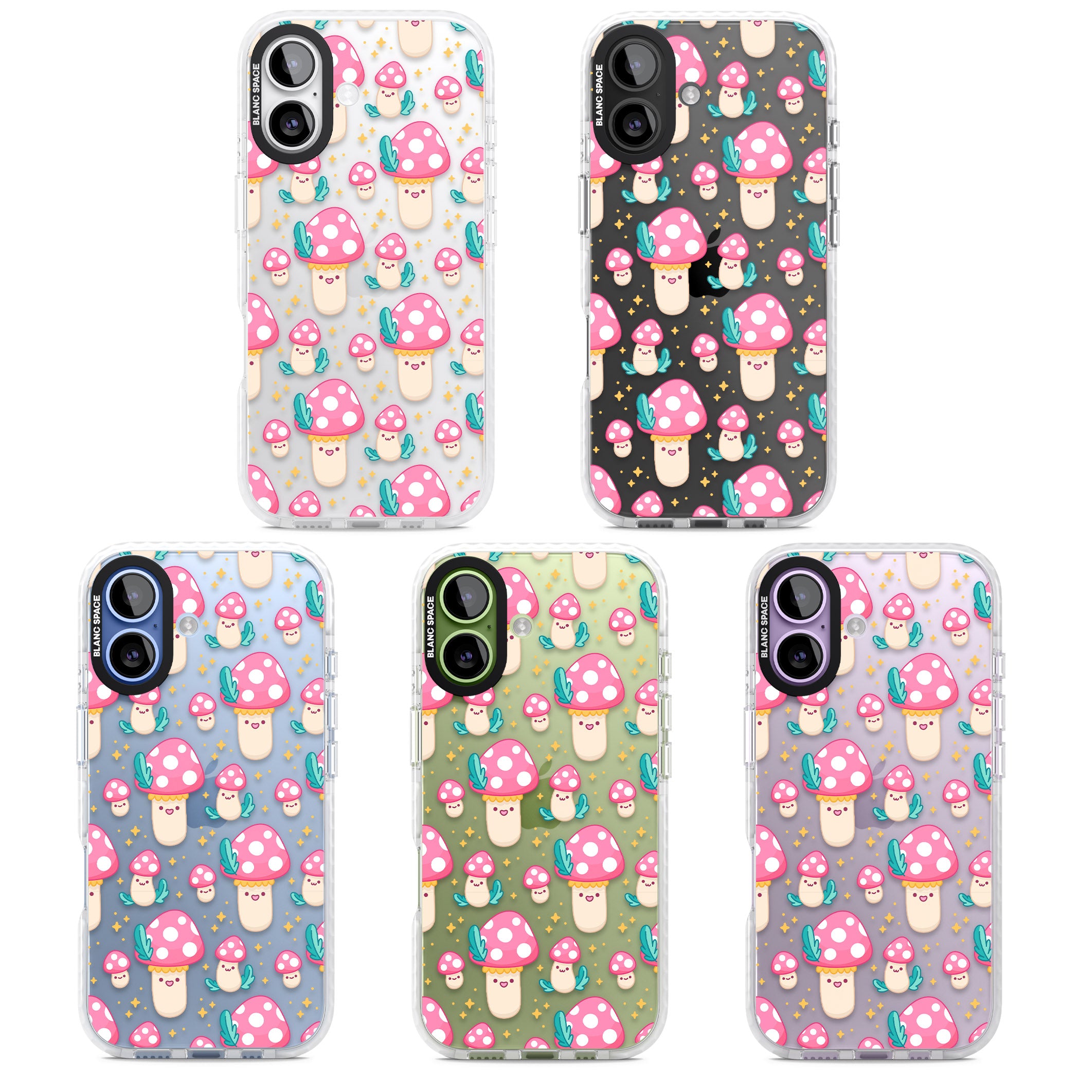 Cute Mushroom Pattern iPhone 17 Impact Clear Phone Case APT Impact Protection