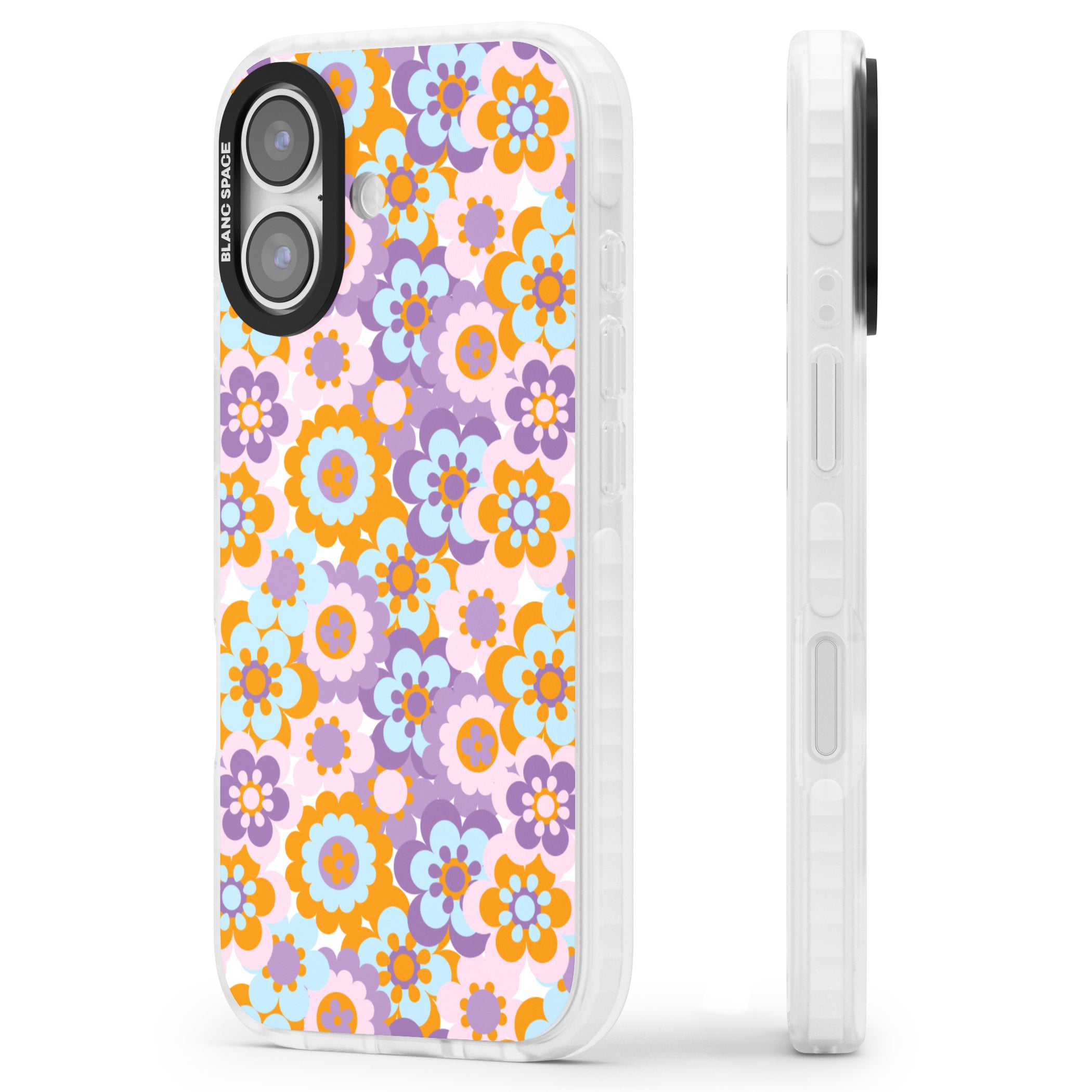 Flower Power Pattern iPhone 17 Impact Clear Phone Case Side Profile