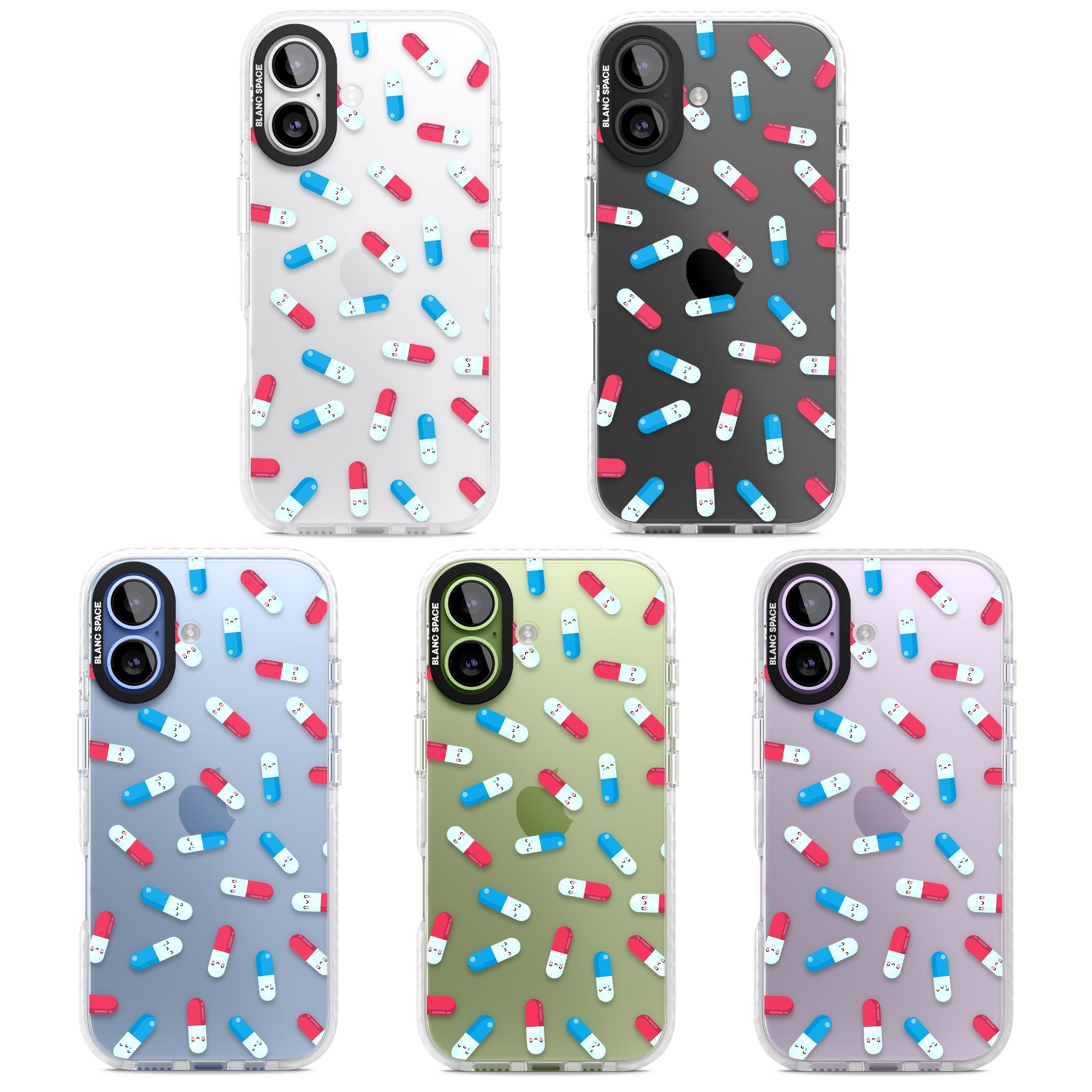 Kawaii Pill Pattern iPhone 17 Impact Clear Phone Case APT Impact Protection