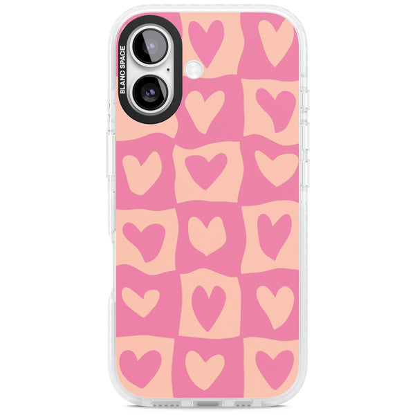 Pink Wavy Checked Hearts