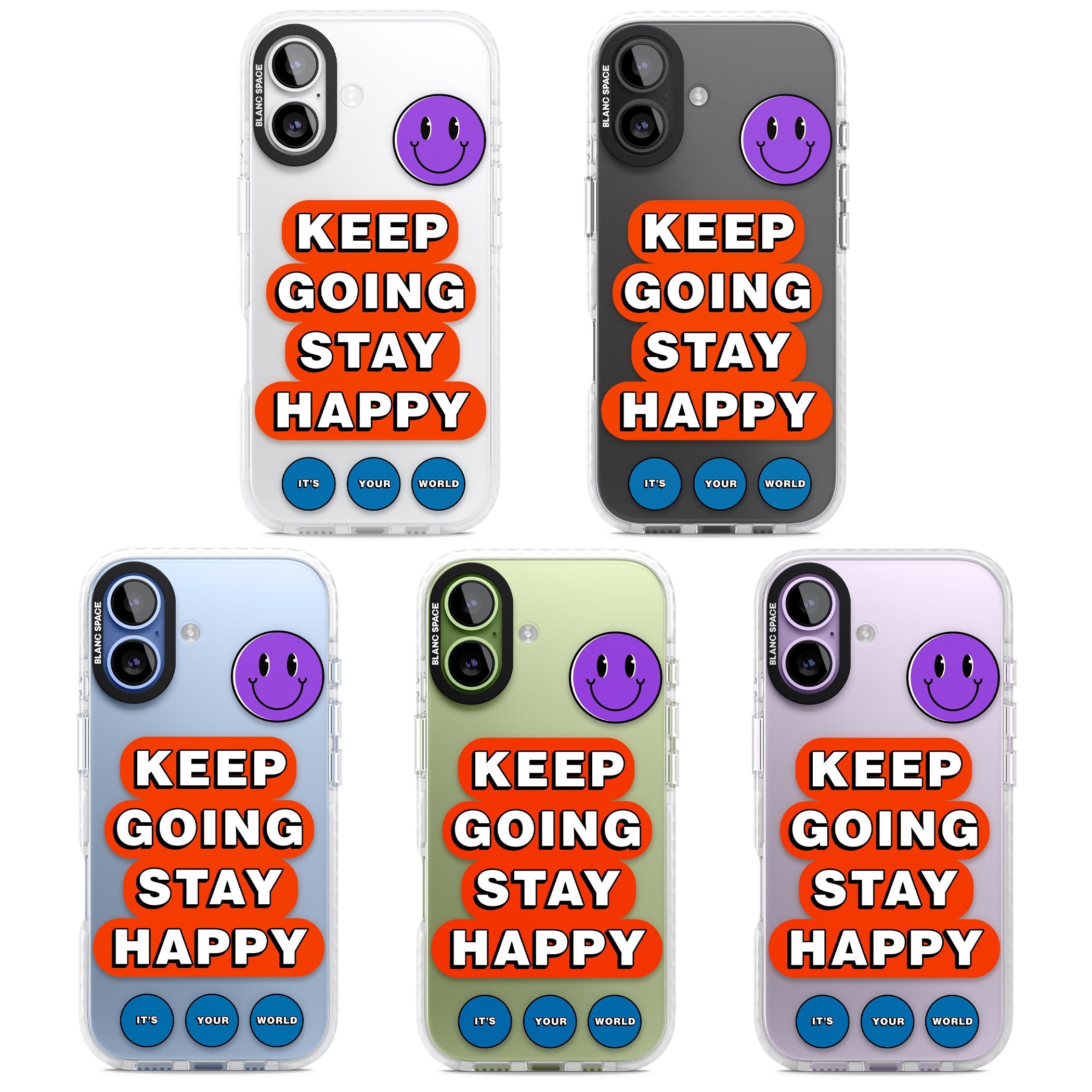 Keep Going Stay Happy iPhone 17 Impact Clear Phone Case APT Impact Protection