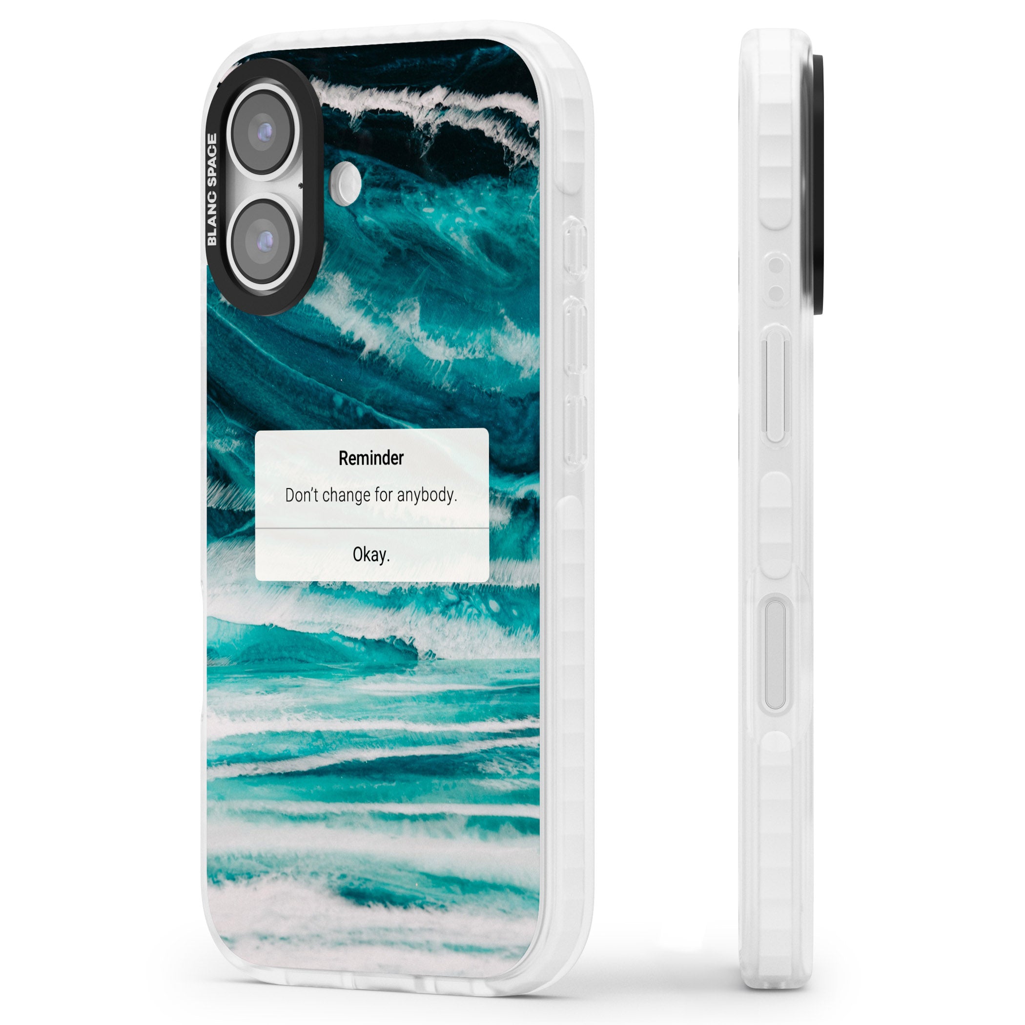 Ocean Vibe Reminder iPhone 17 Impact Clear Phone Case Side Profile