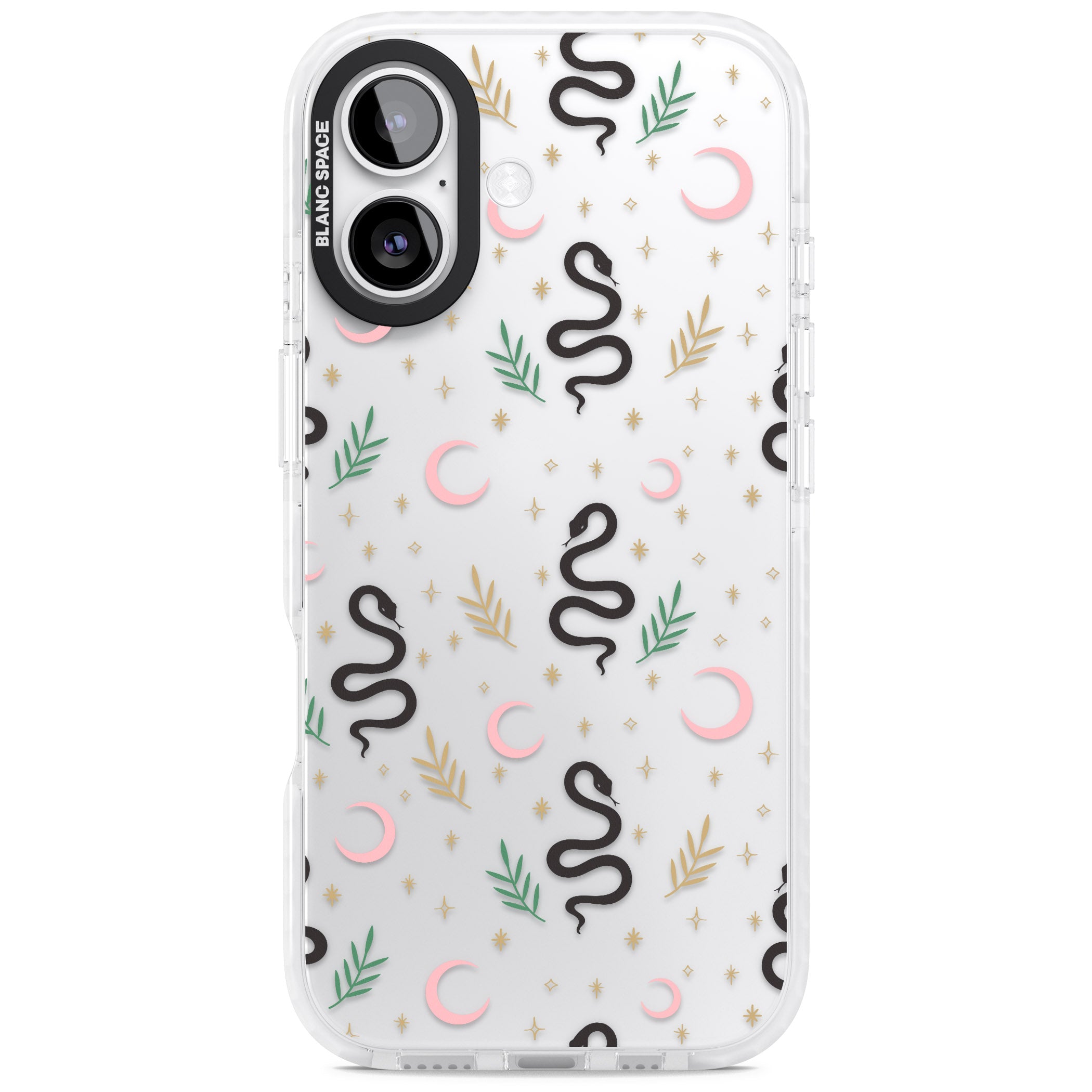 Snake & Moon Pattern iPhone 17 Impact Clear Phone Case