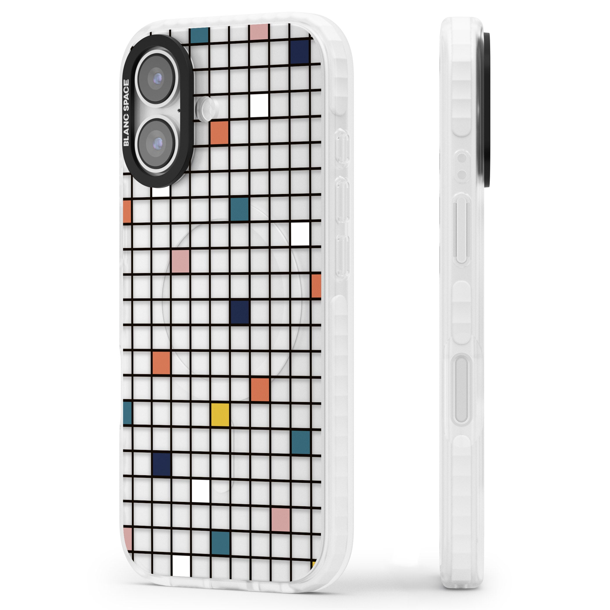 Earthtone Clear Geometric Grid iPhone 17 Impact Clear Phone Case Side Profile