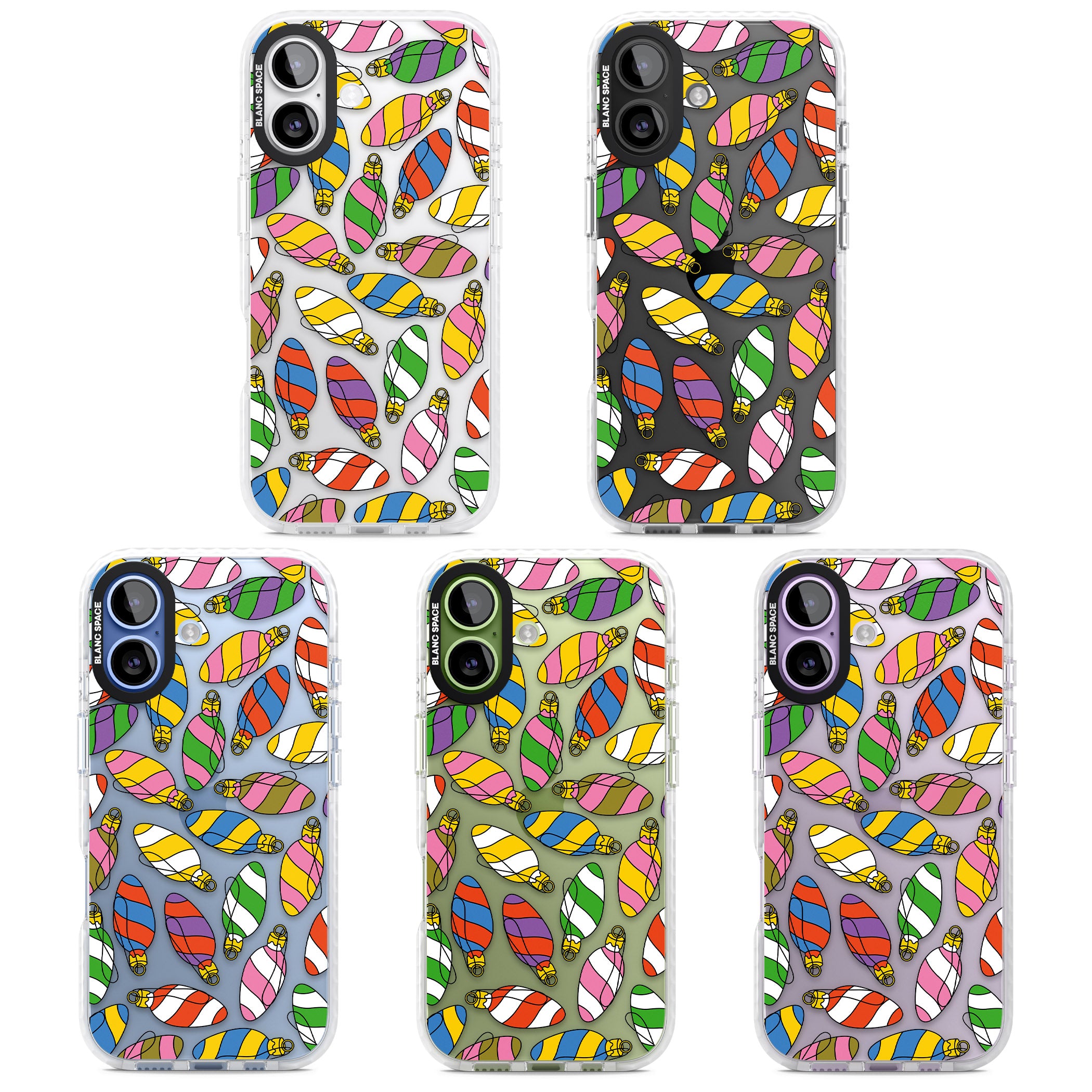 Colourful Holiday Ornaments iPhone 17 Impact Clear Phone Case APT Impact Protection