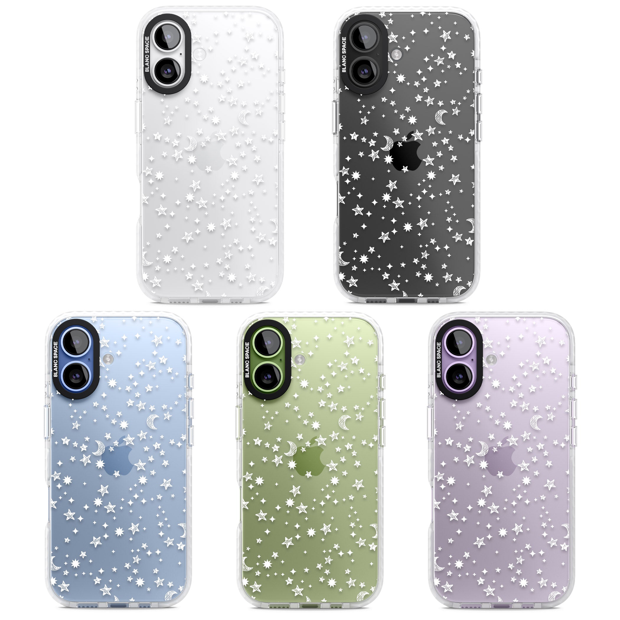 White Cosmic Galaxy Pattern iPhone 17 Impact Clear Phone Case APT Impact Protection