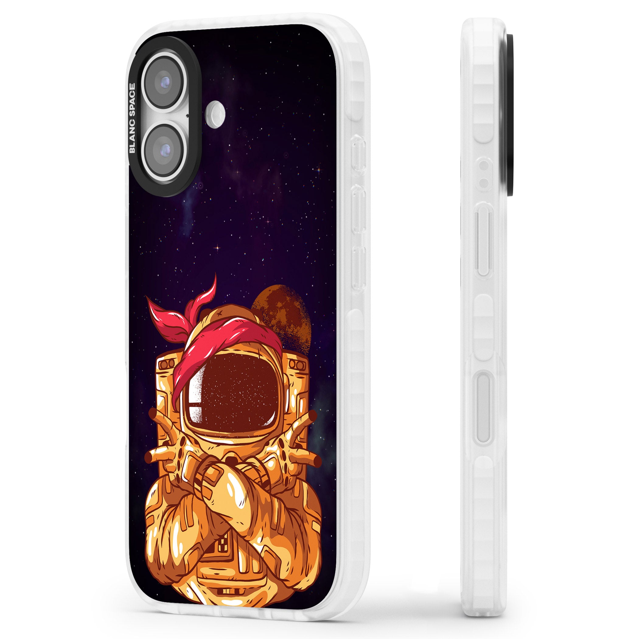Space Gangster iPhone 17 Impact Clear Phone Case Side Profile
