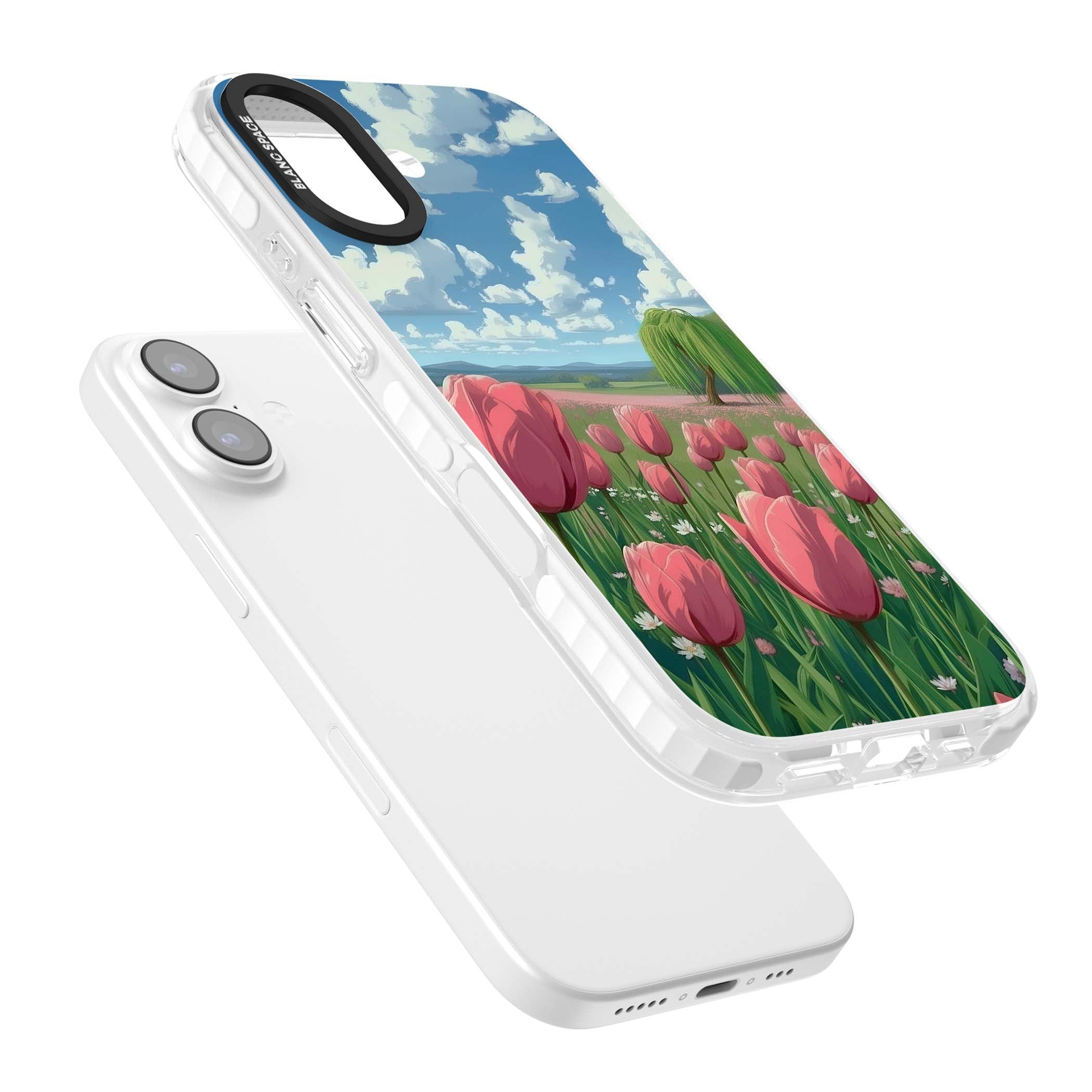 Willow By The Pink Tulips floral iPhone case | Black Impact case for iPhone 17