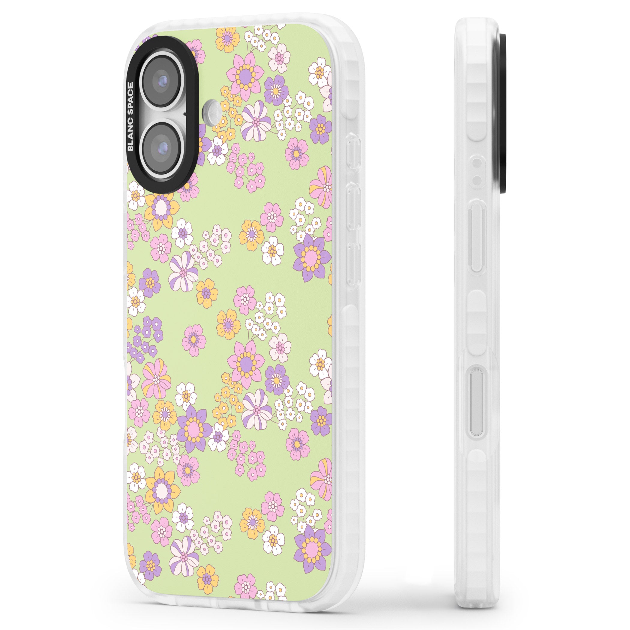 Grass Green Flowers iPhone 17 Impact Clear Phone Case Side Profile