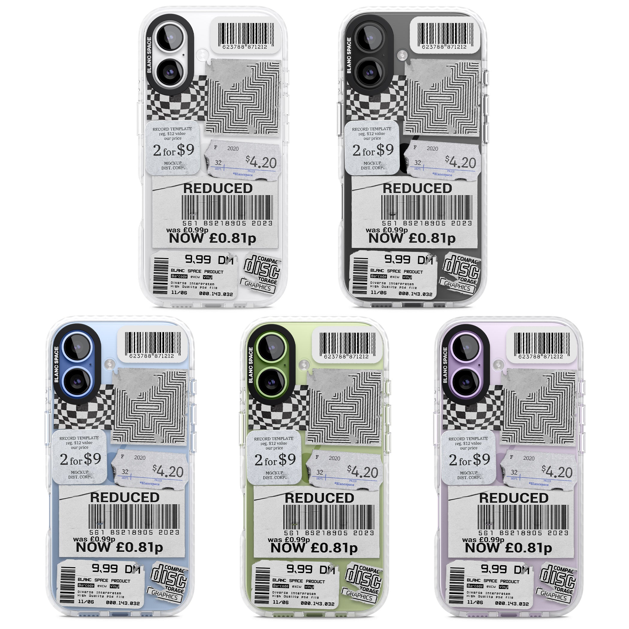 White Sticker Mix iPhone 17 Impact Clear Phone Case APT Impact Protection