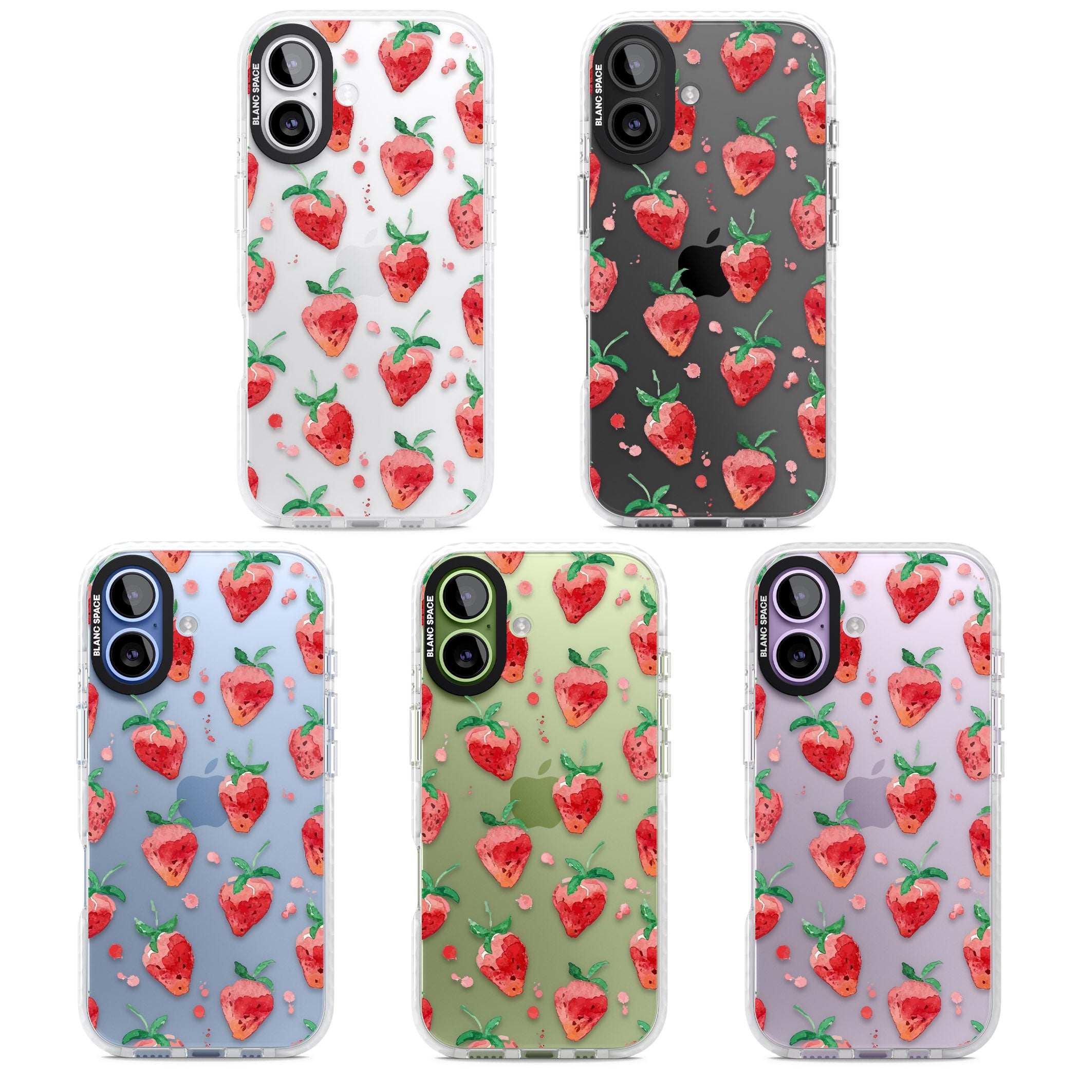 Strawberry Watercolour iPhone 17 Impact Clear Phone Case APT Impact Protection