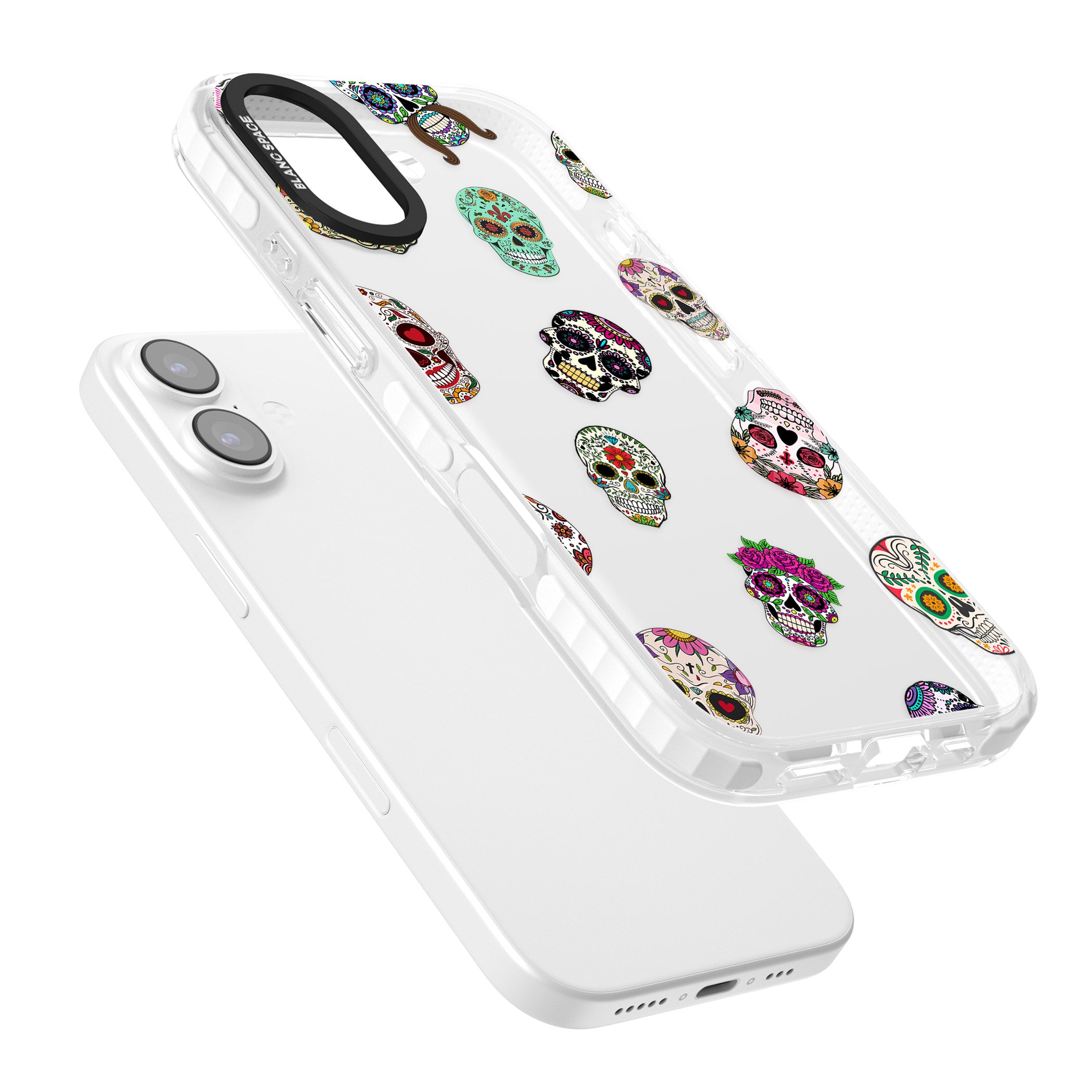 Mixed Sugar Skull Pattern iPhone 17 Impact Clear Phone Case Colours