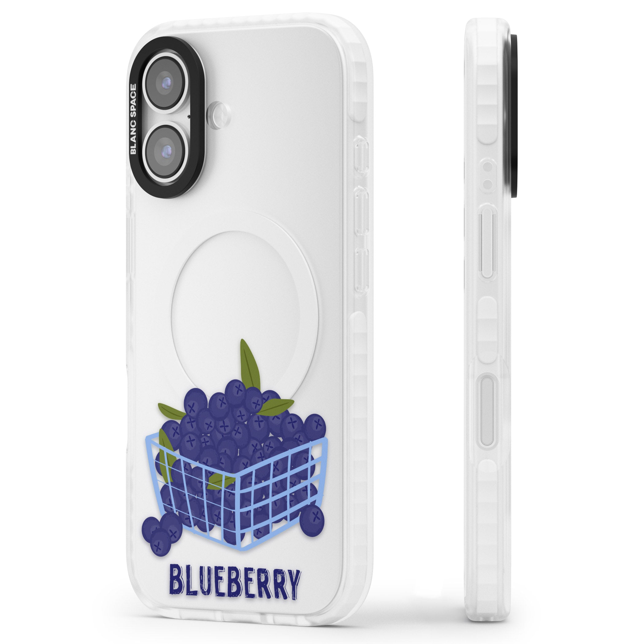 Blueberry Basket iPhone 17 Impact Clear Phone Case Side Profile