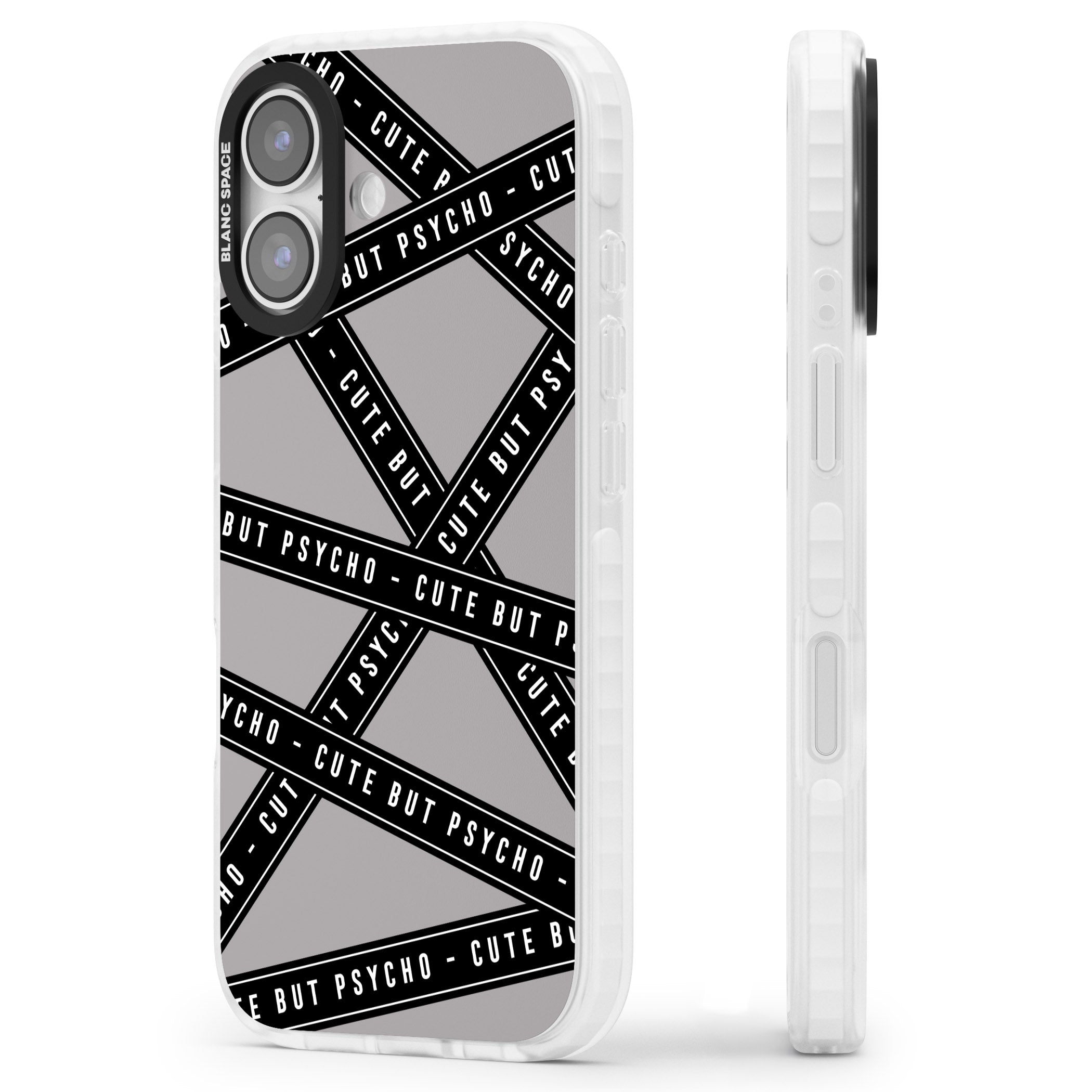 Cute But Psycho iPhone 17 Impact Clear Phone Case Side Profile