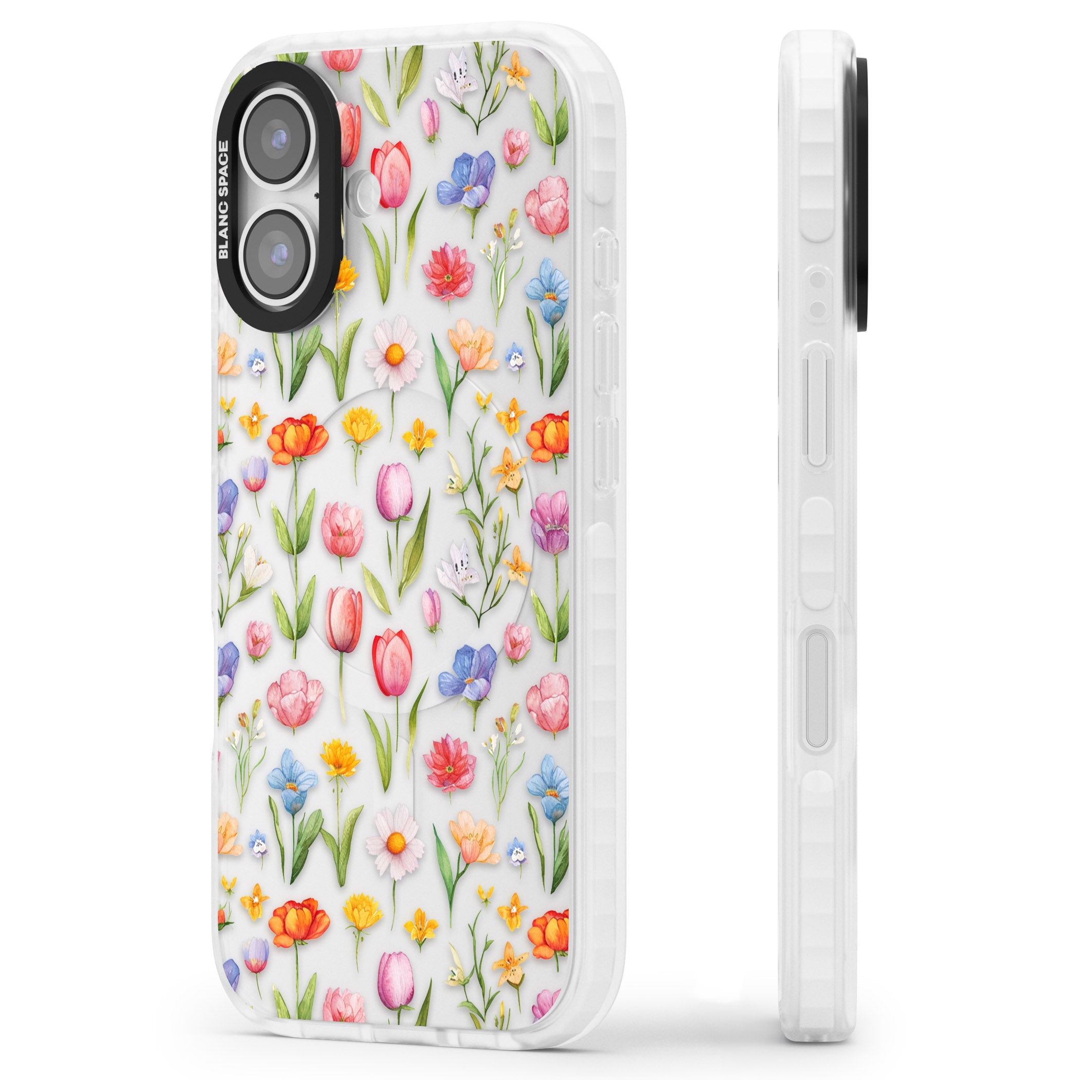 Small Flower Mix iPhone 17 Impact Clear Phone Case Side Profile