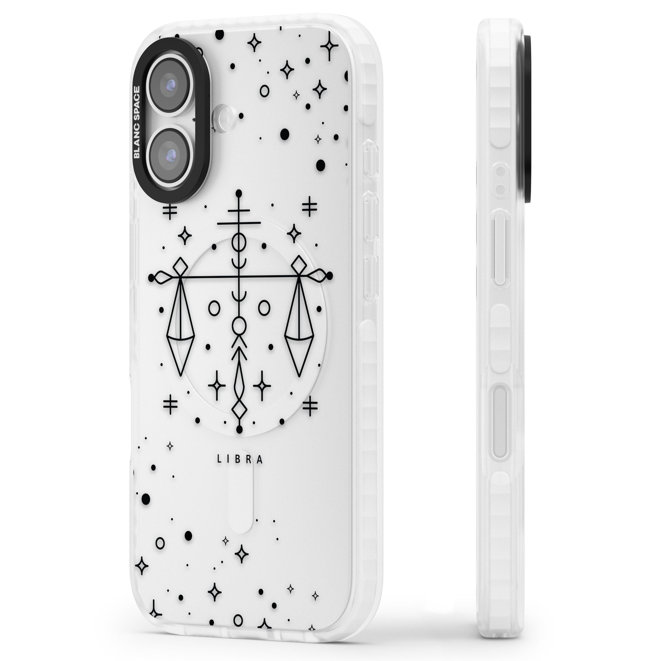 Libra Abstract Zodiac iPhone 17 Impact Clear Phone Case Side Profile