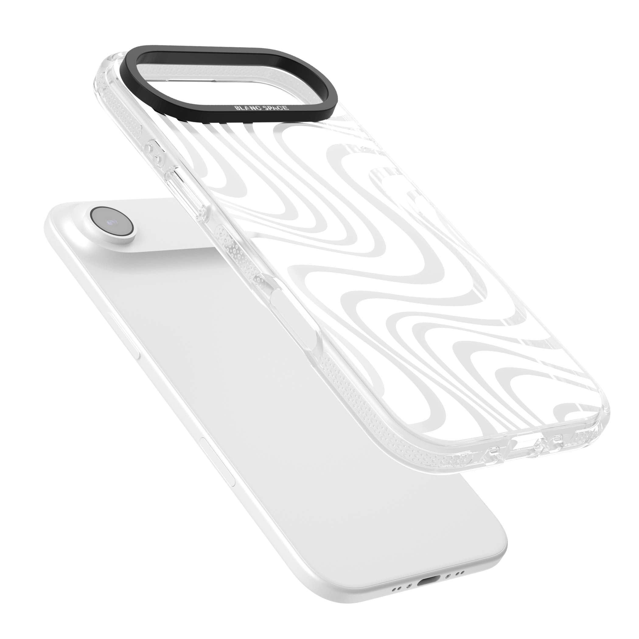 White Abstract Waves abstract iPhone case featuring flowing grey wave pattern on clear background | Clear Case Impact Air case for iPhone Air