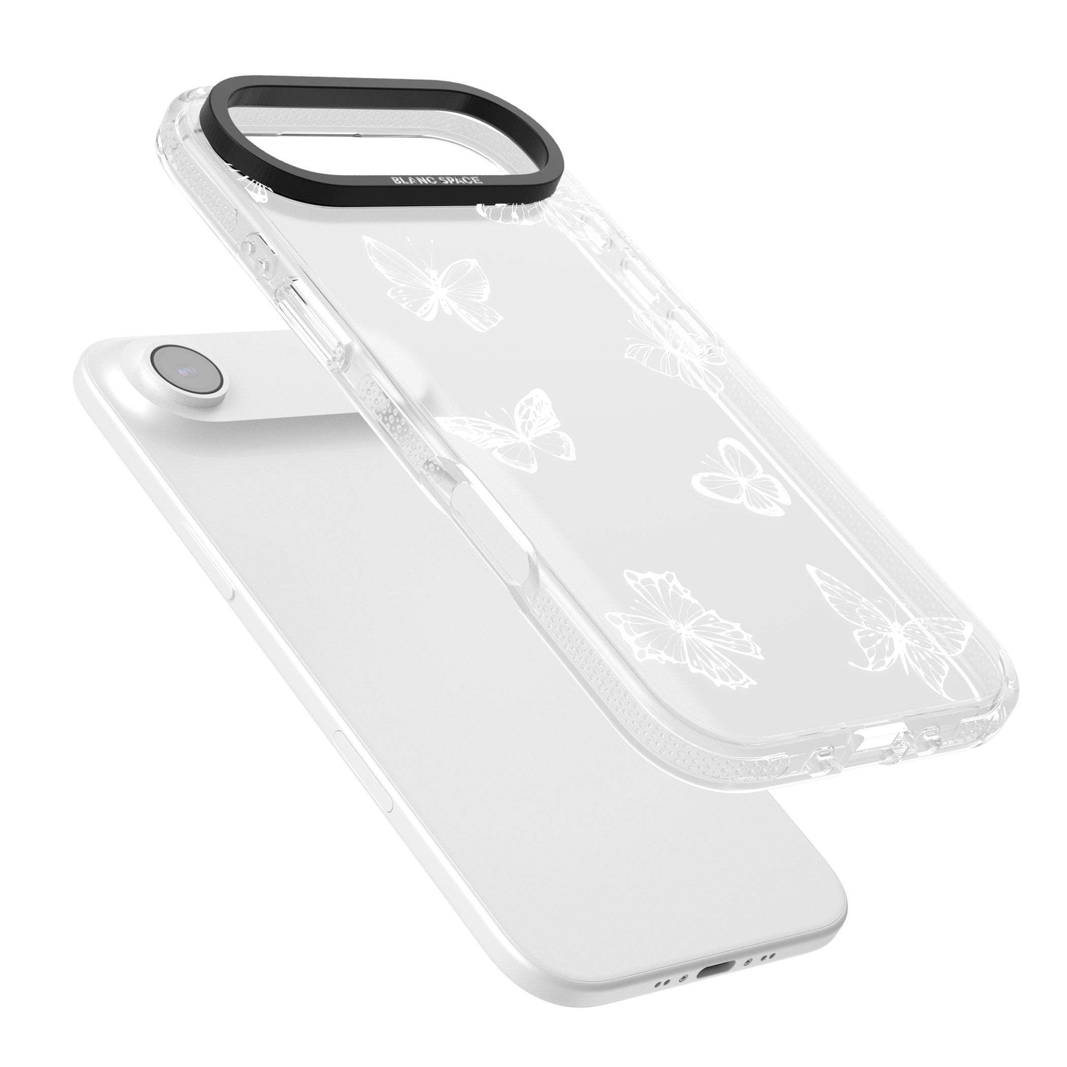 White Butterfly Line Pattern iPhone 17 Air Impact Air Clear Phone Case Colours