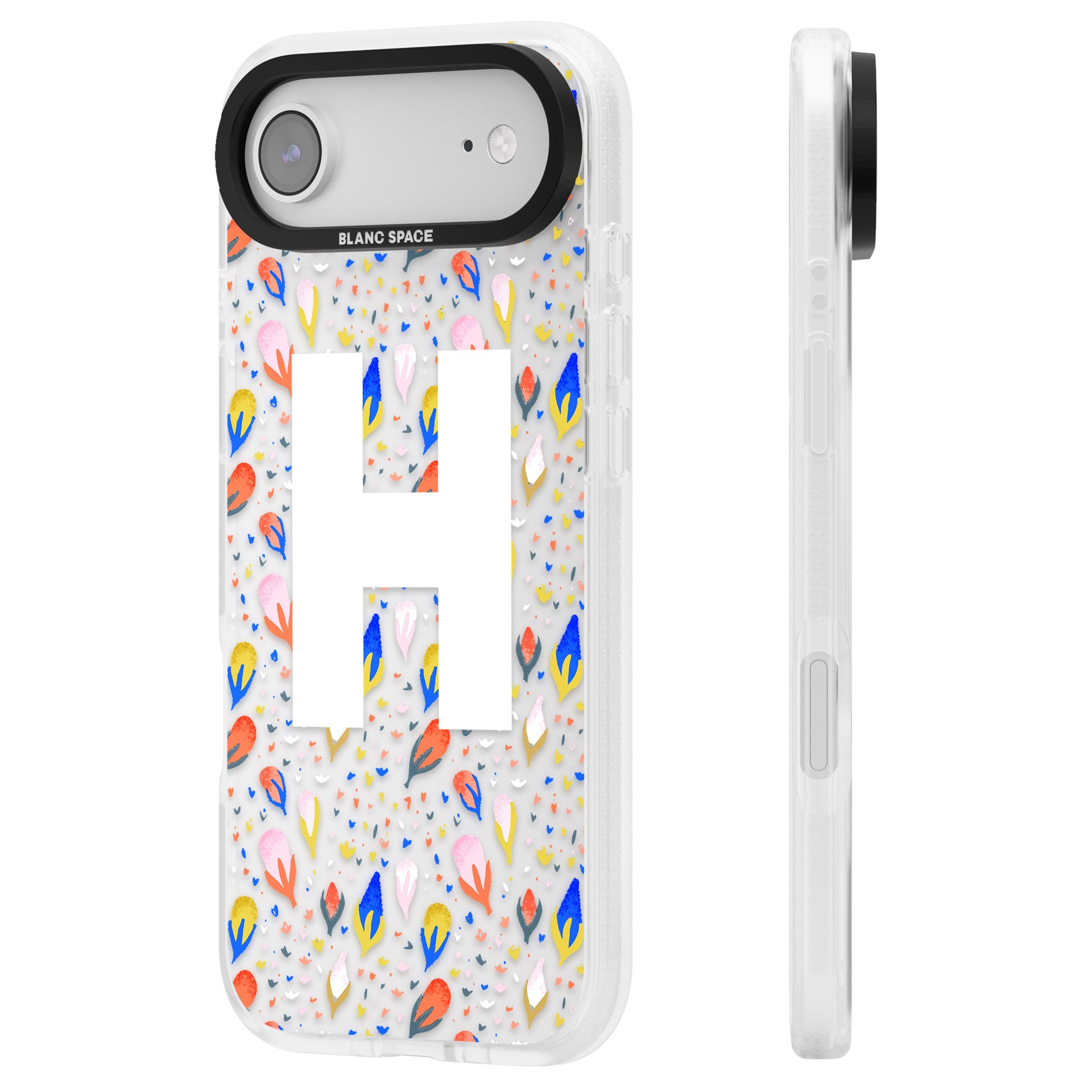 Personalised Abstract Floral Initial iPhone 17 Air Impact Air Clear Phone Case Side Profile