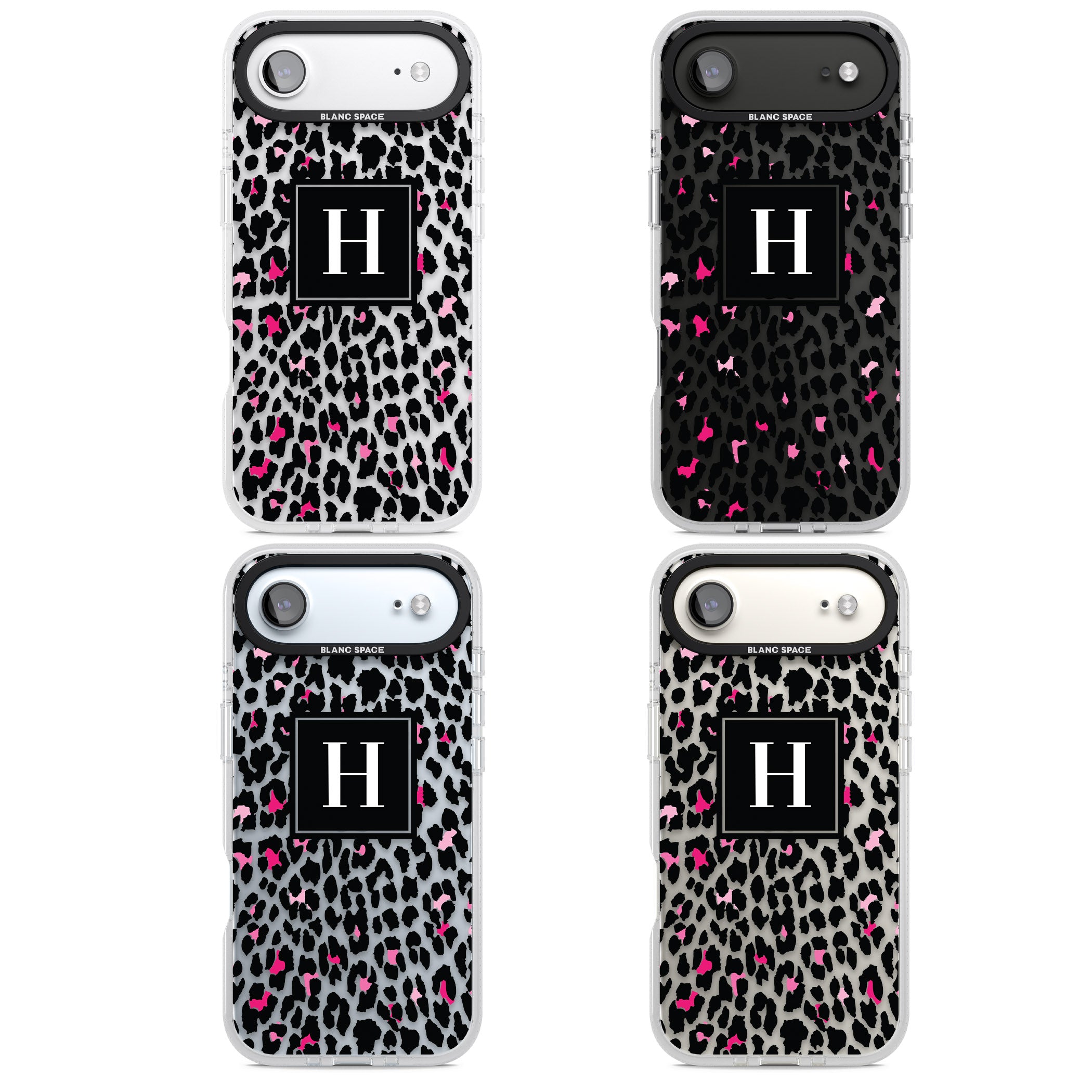 Personalised Clear Pink Leopard Monogram iPhone 17 Air Impact Air Clear Phone Case APT Impact Protection