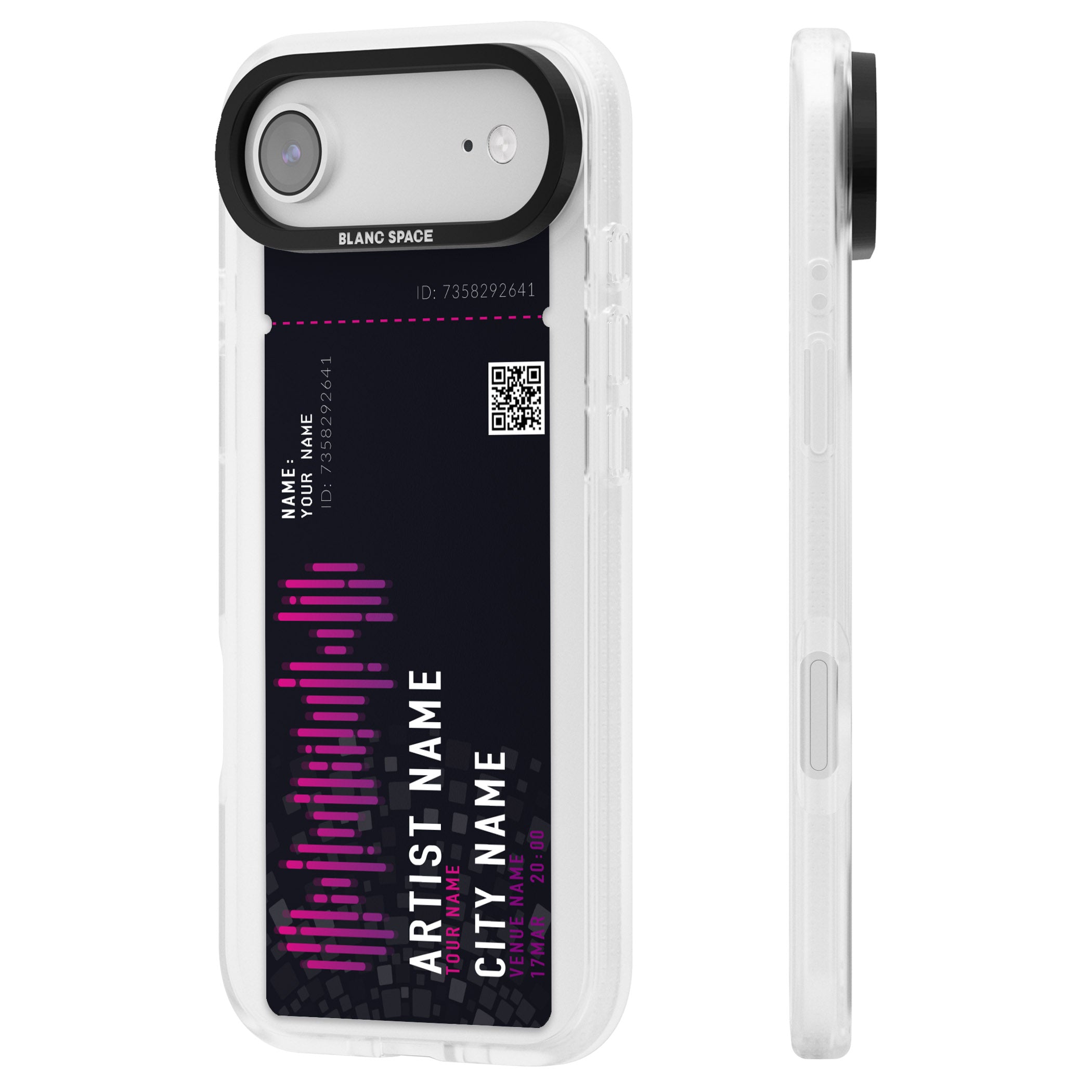 Personalised Concert Ticket iPhone 17 Air Impact Air Clear Phone Case Side Profile
