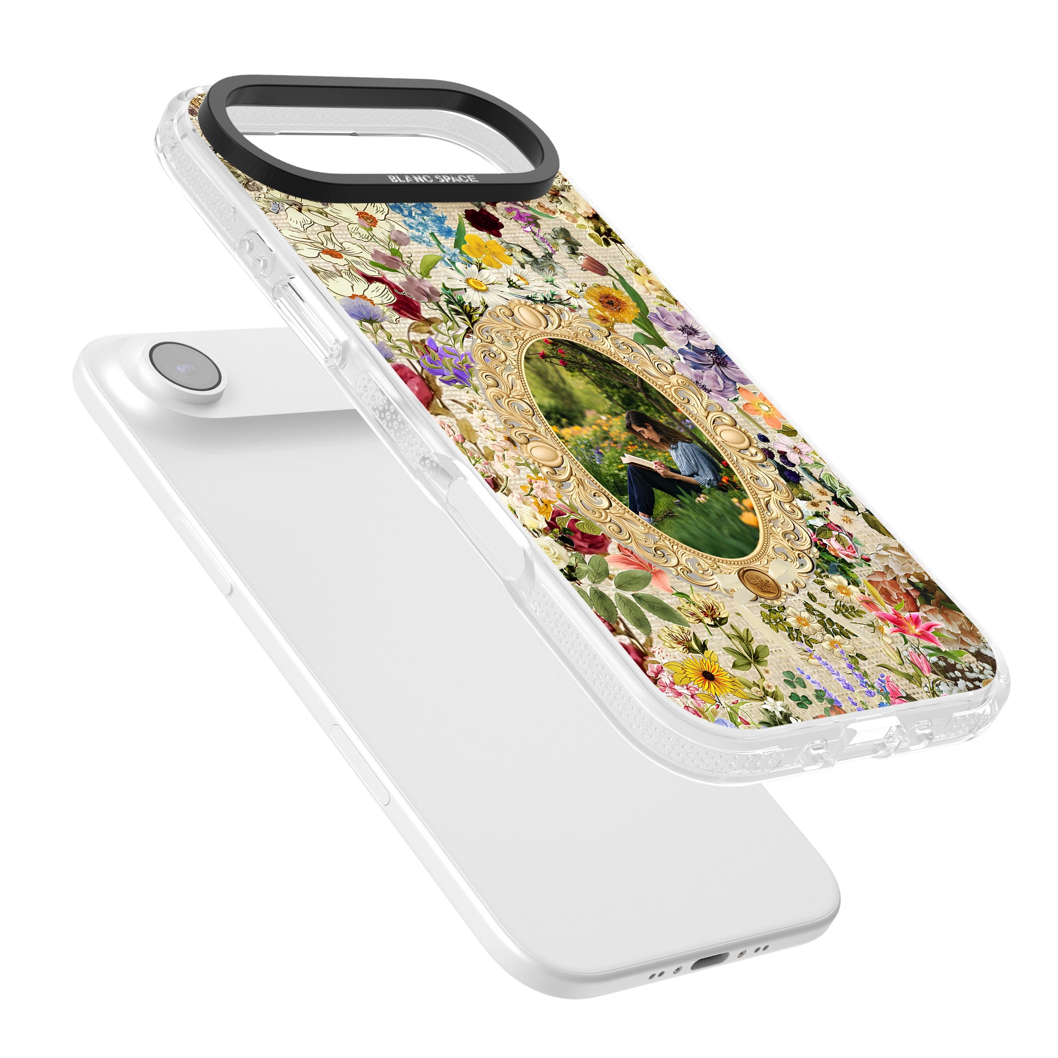 Personalised Vintage Wildflower Frame iPhone 17 Air Impact Air Clear Phone Case Colours