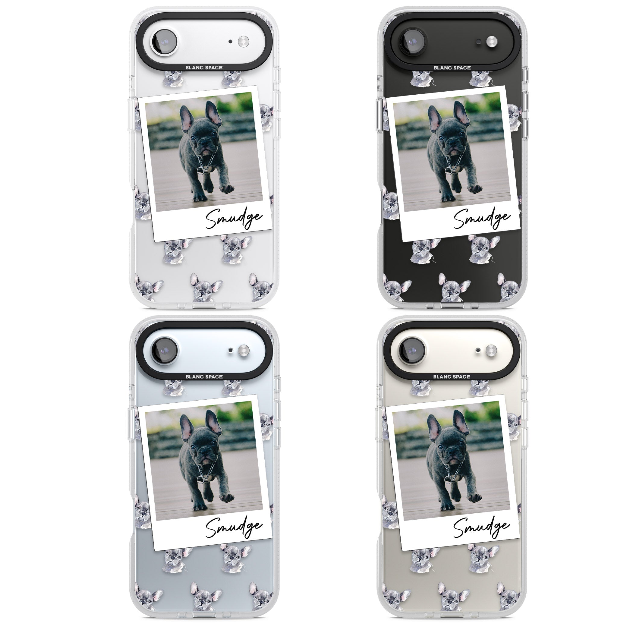 Personalised Grey French Bulldog Instant Camera Photo iPhone 17 Air Impact Air Clear Phone Case APT Impact Protection