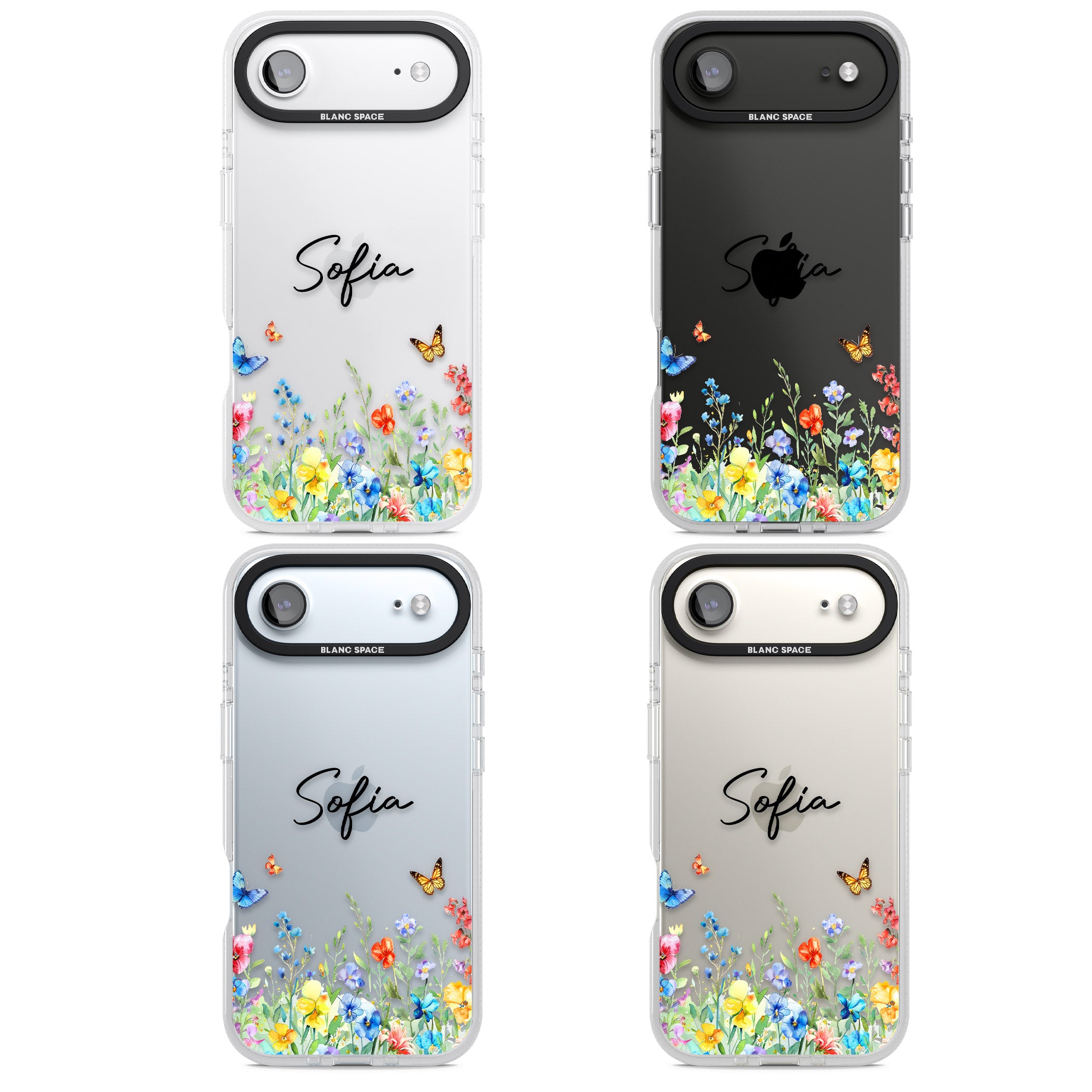 Personalised Buterflies Wildflowers iPhone 17 Air Impact Air Clear Phone Case APT Impact Protection