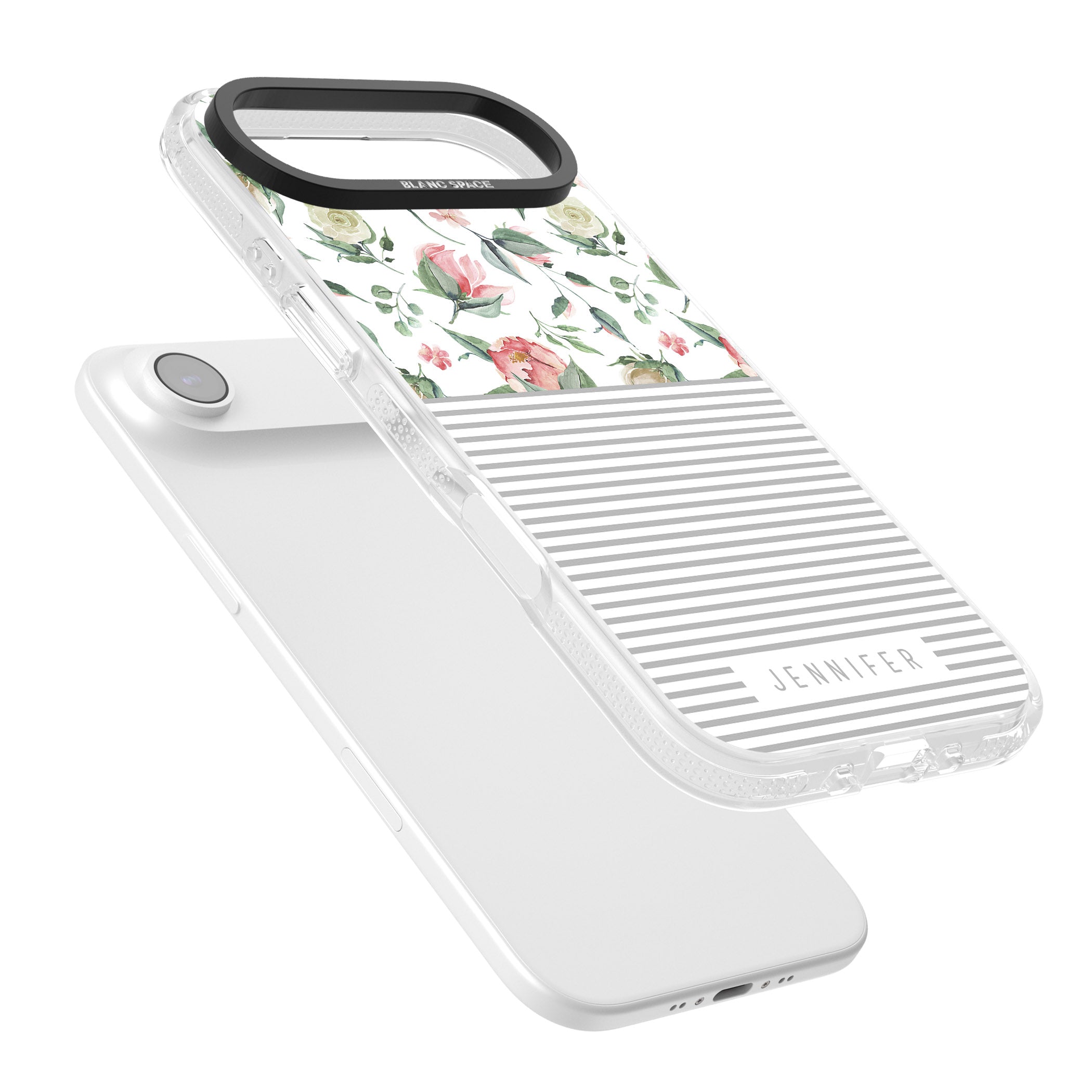 Personalised Light Floral Pattern & Stripes iPhone 17 Air Impact Air Clear Phone Case Colours