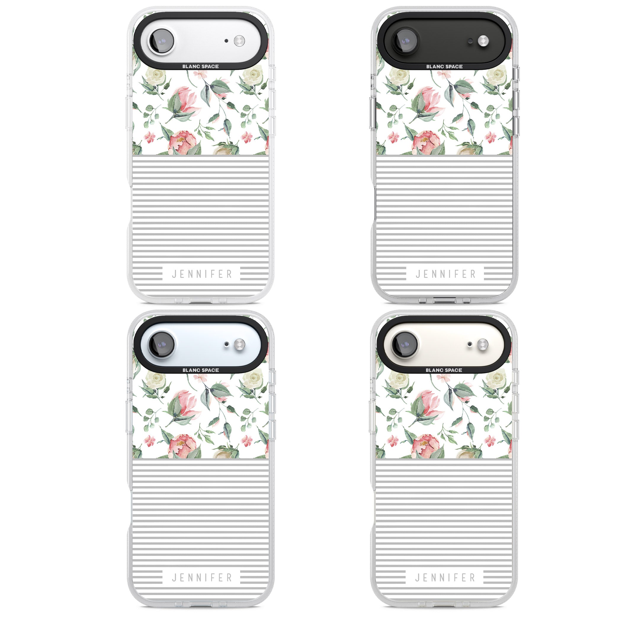 Personalised Light Floral Pattern & Stripes iPhone 17 Air Impact Air Clear Phone Case APT Impact Protection