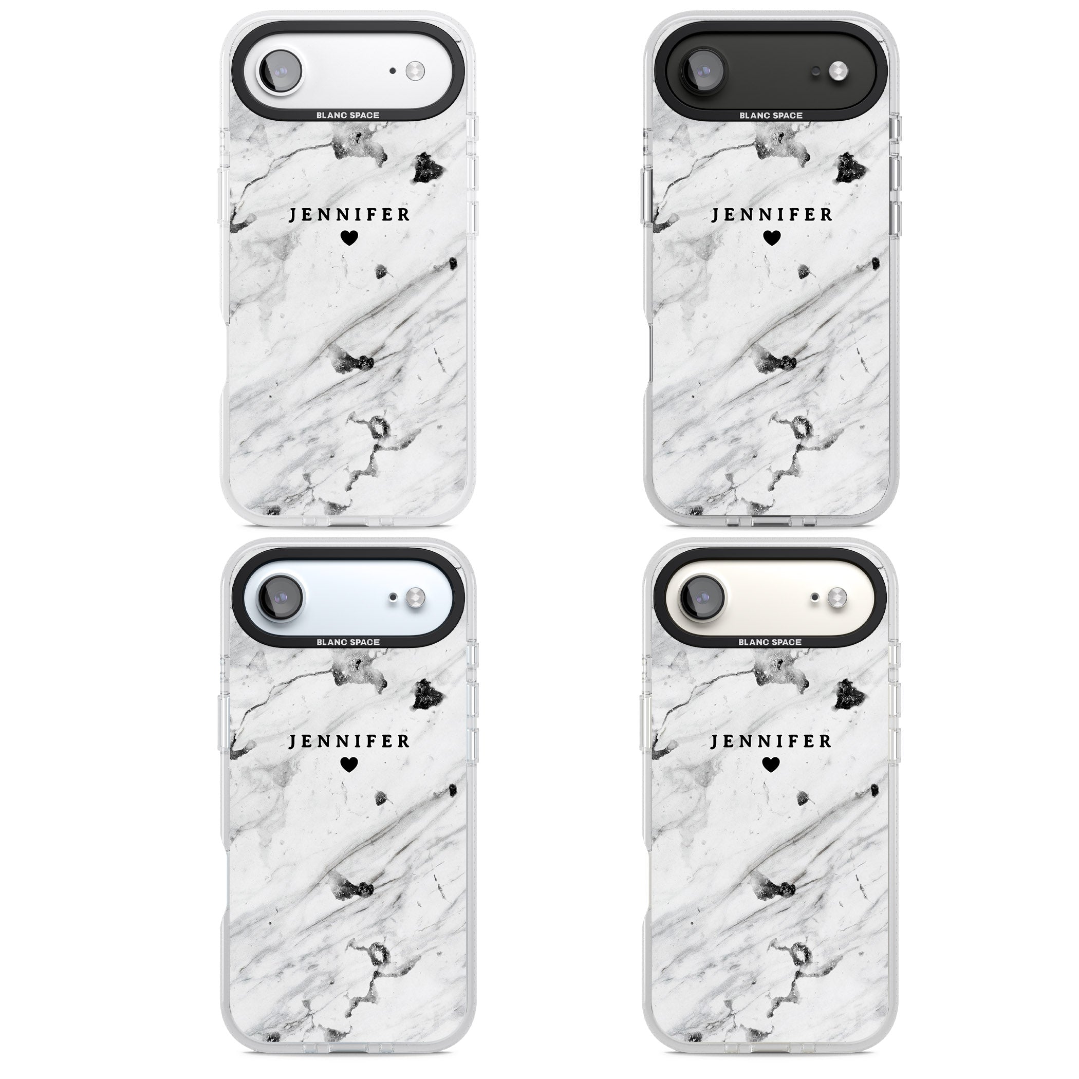 Personalised Marble Heart iPhone 17 Air Impact Air Clear Phone Case APT Impact Protection