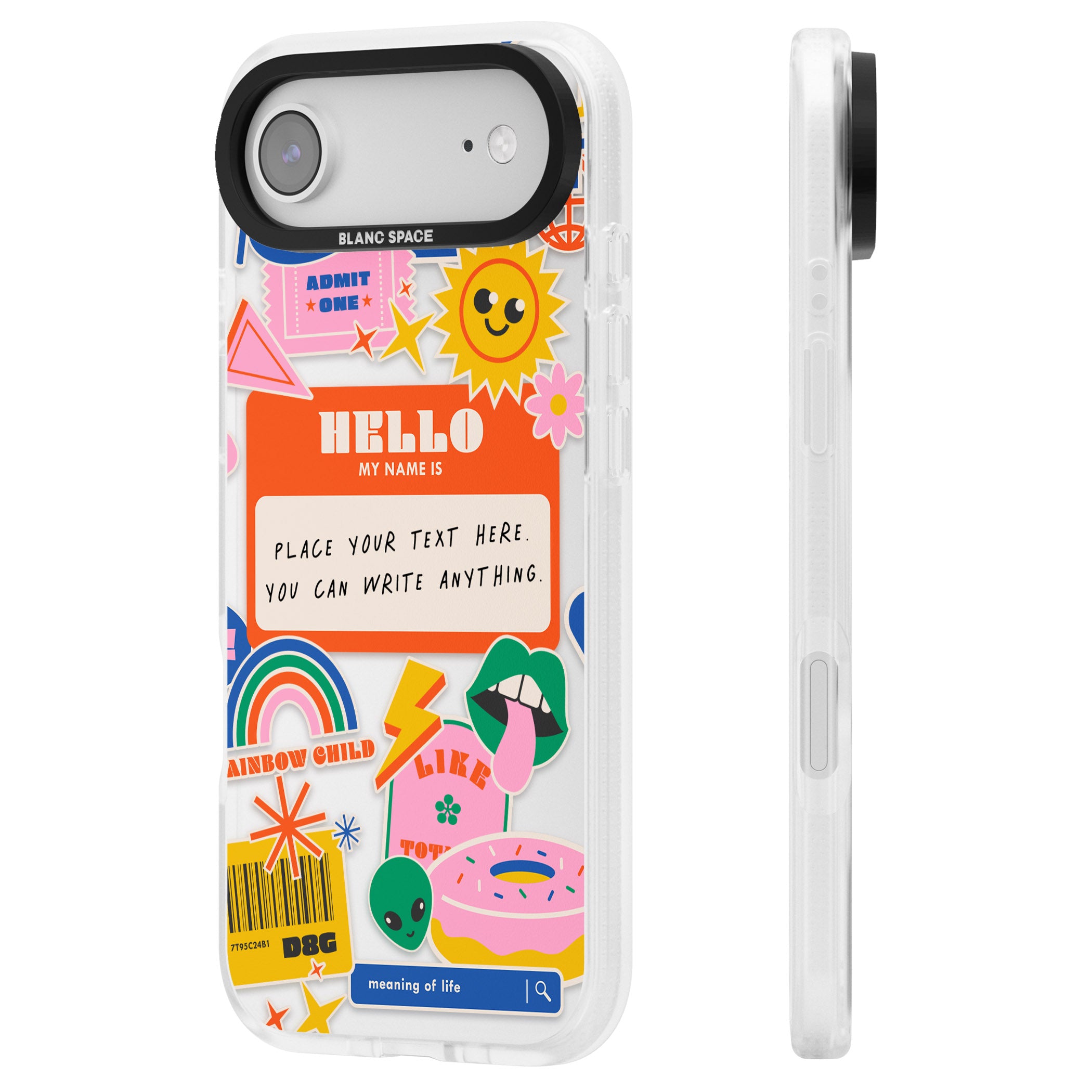 Personalised Retro Vibes Sticker iPhone 17 Air Impact Air Clear Phone Case Side Profile