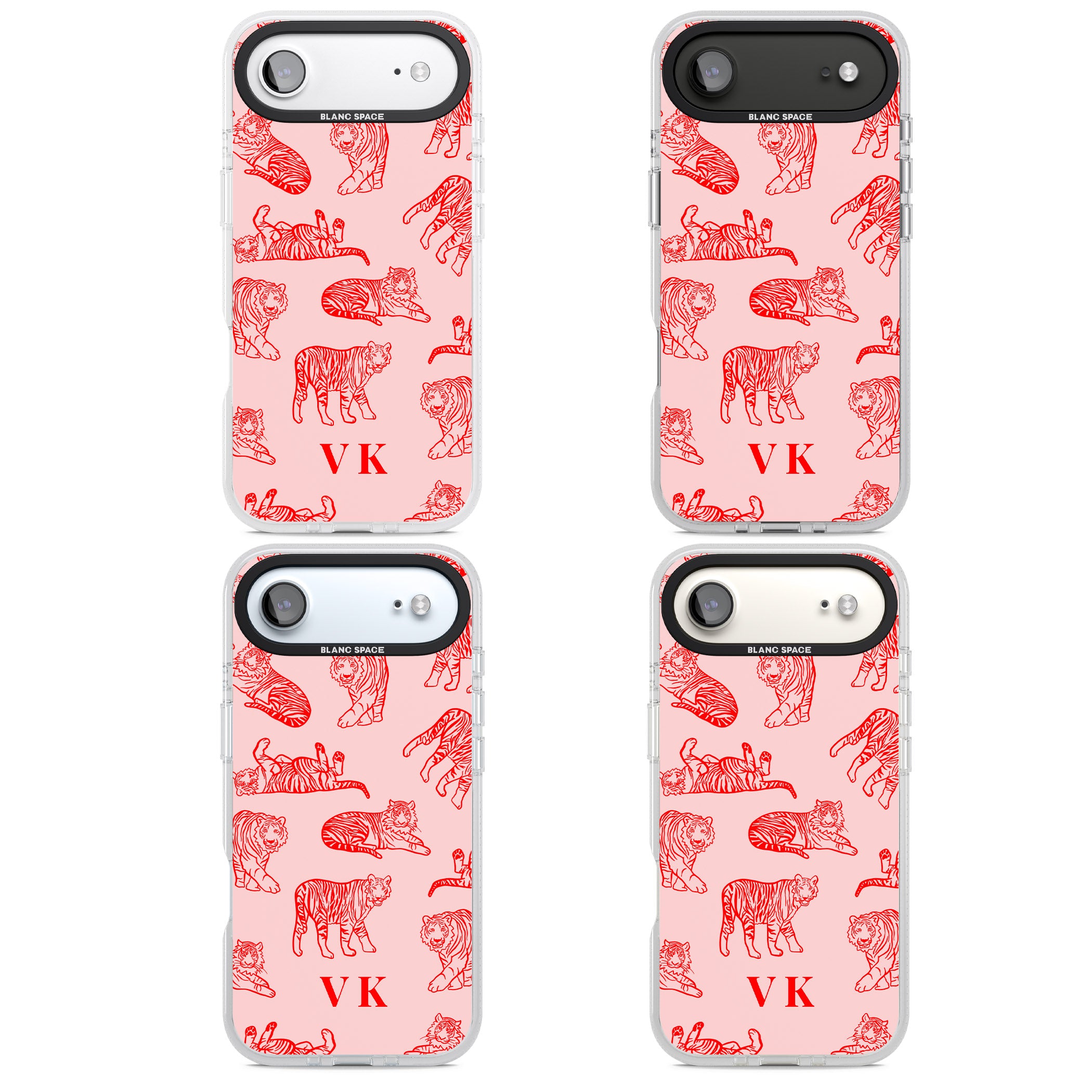 Personalised Red Tiger Outlines On Pink iPhone 17 Air Impact Air Clear Phone Case APT Impact Protection