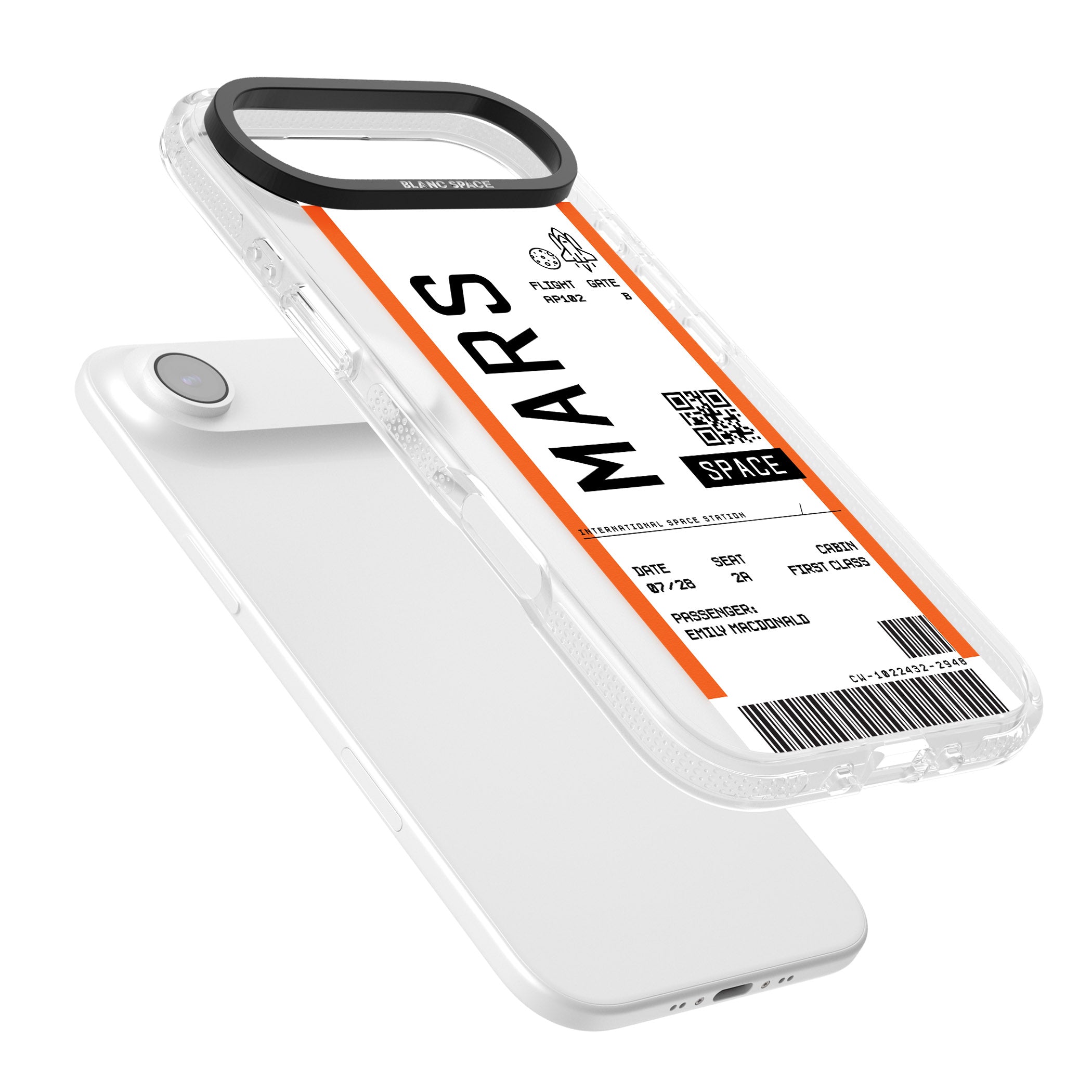 Personalised Mars Travel Ticket iPhone 17 Air Impact Air Clear Phone Case Colours