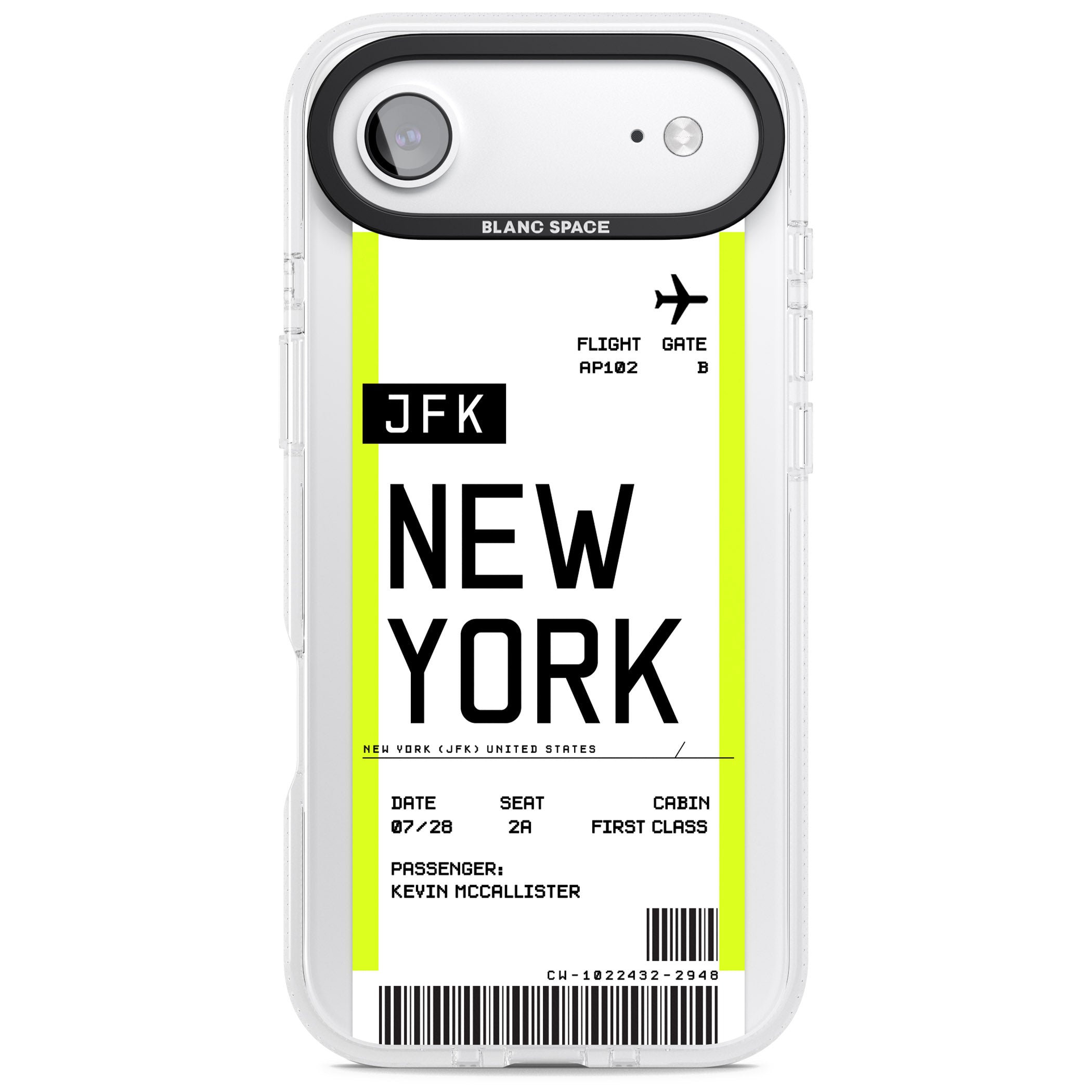 Personalised New York Boarding Pass iPhone 17 Air Impact Air Clear Phone Case