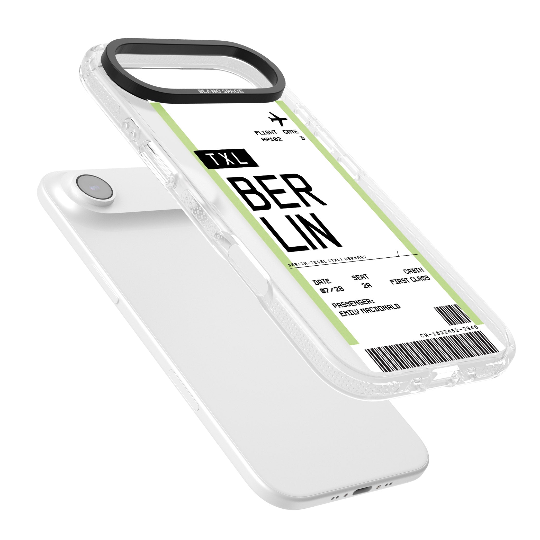 Personalised Berlin Boarding Pass iPhone 17 Air Impact Air Clear Phone Case Colours