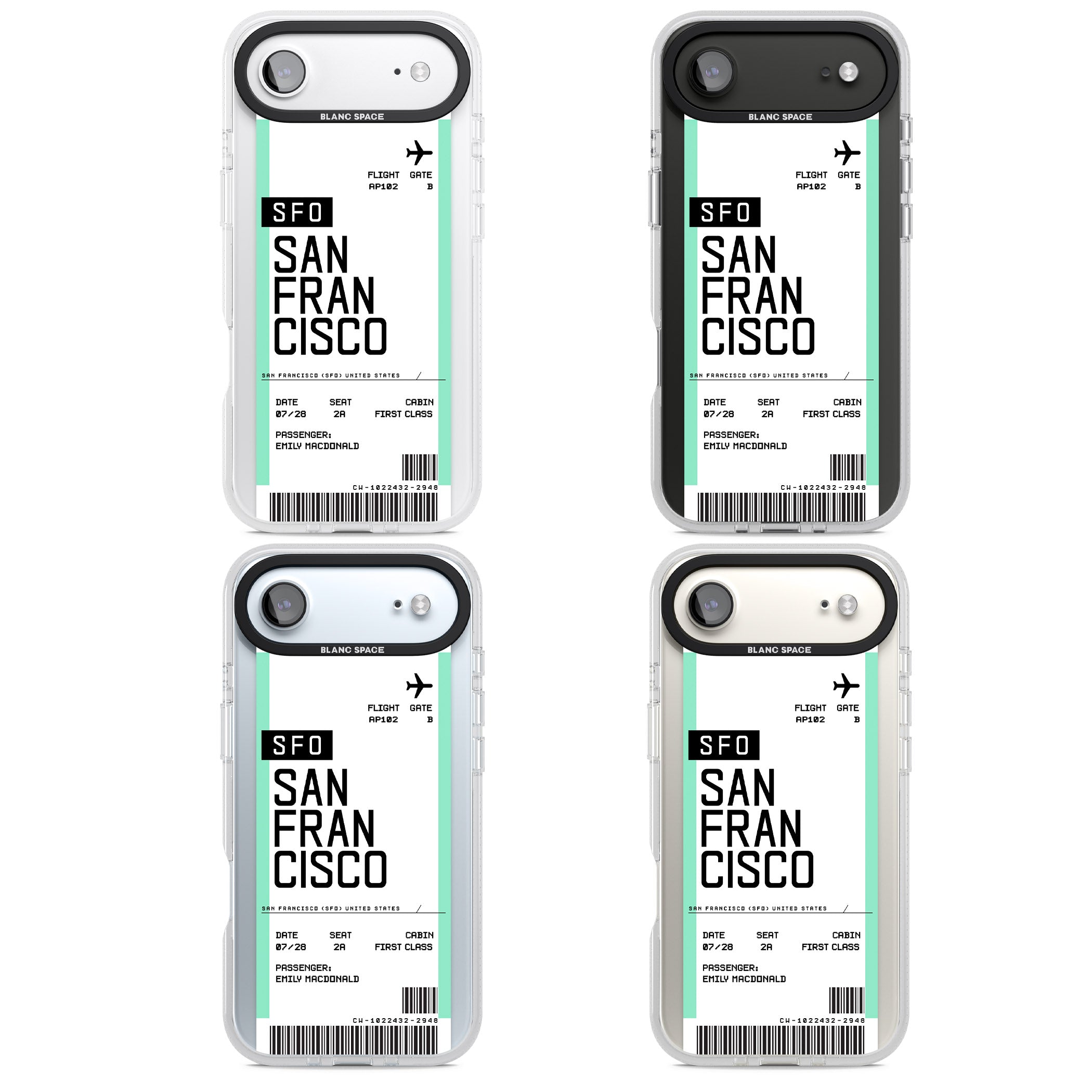 Personalised San Francisco Boarding Pass iPhone 17 Air Impact Air Clear Phone Case APT Impact Protection