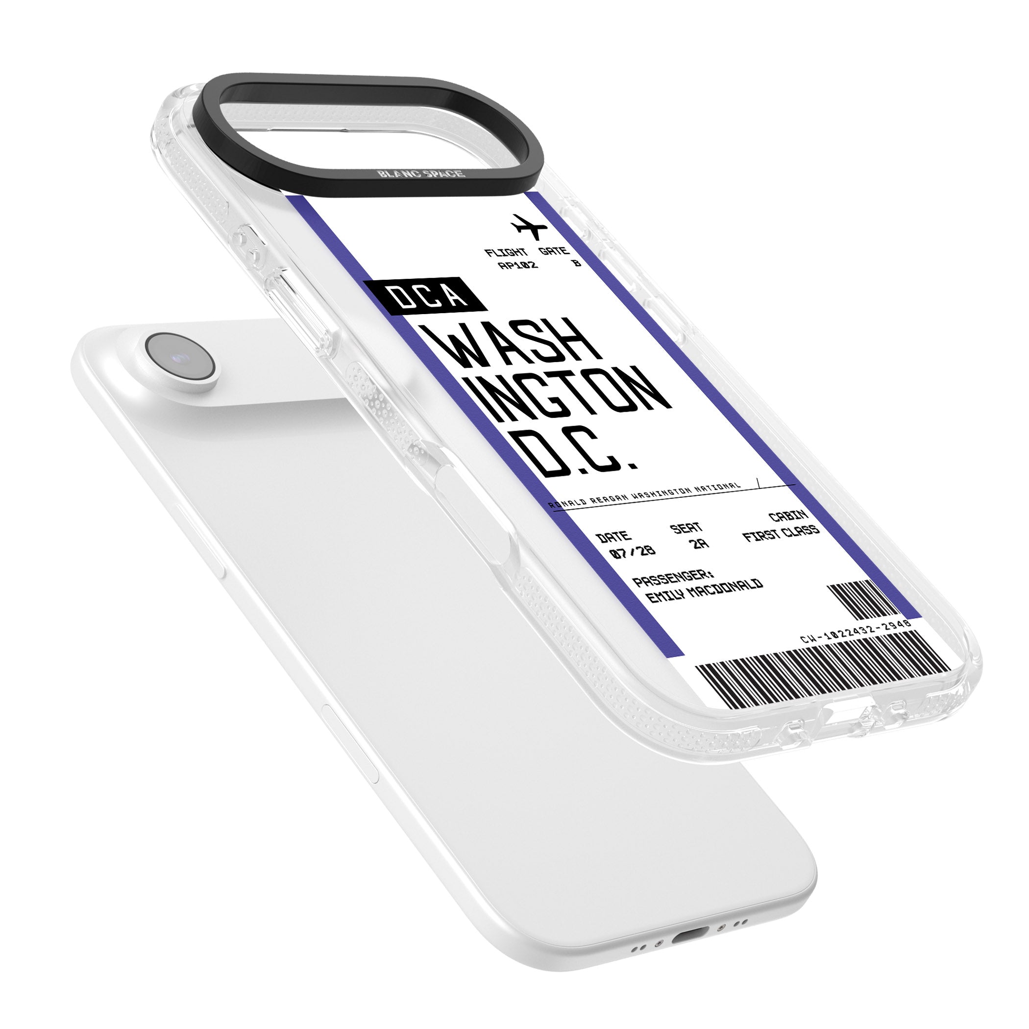 Personalised Washington D.C. Boarding Pass iPhone 17 Air Impact Air Clear Phone Case Colours