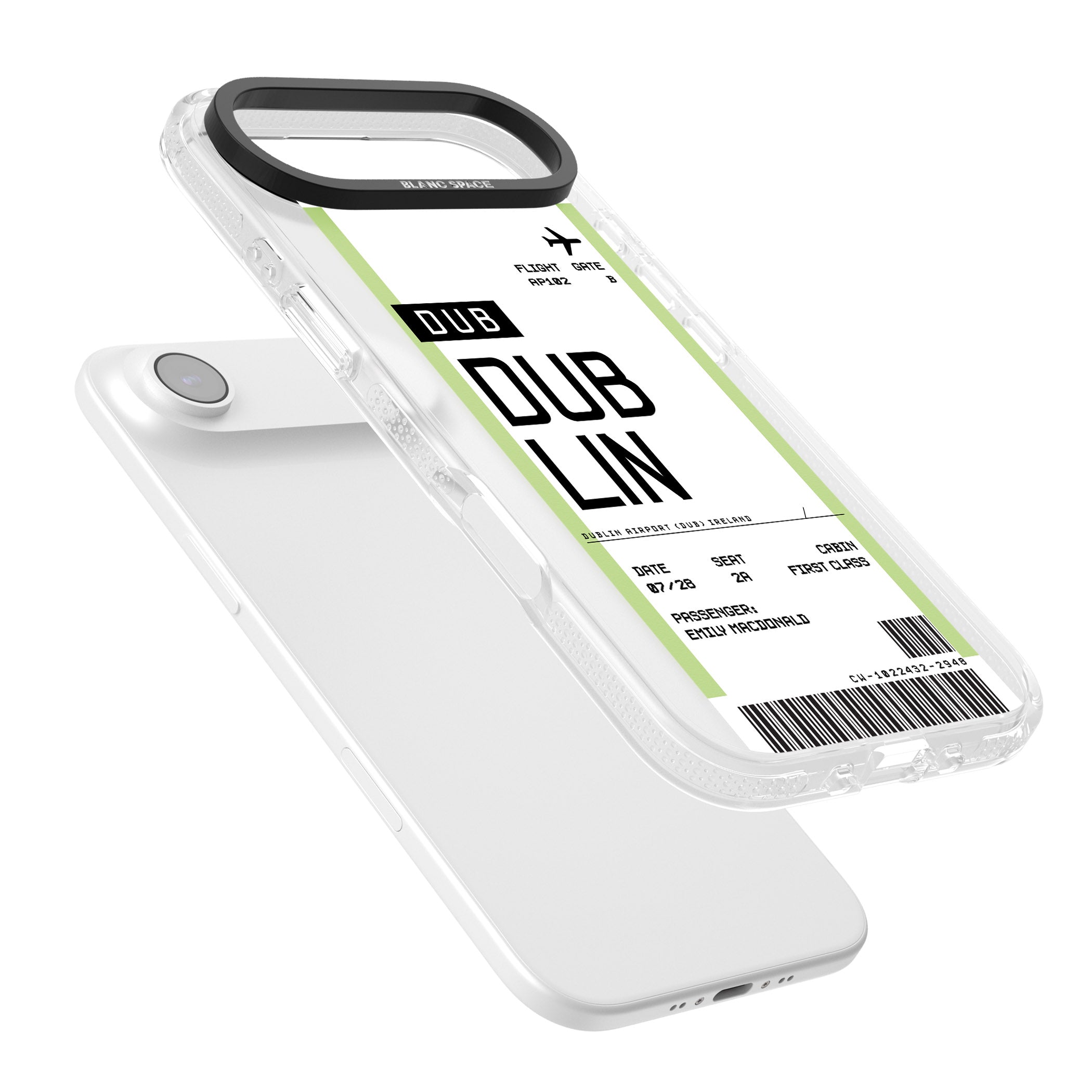 Personalised Dublin Boarding Pass iPhone 17 Air Impact Air Clear Phone Case Colours