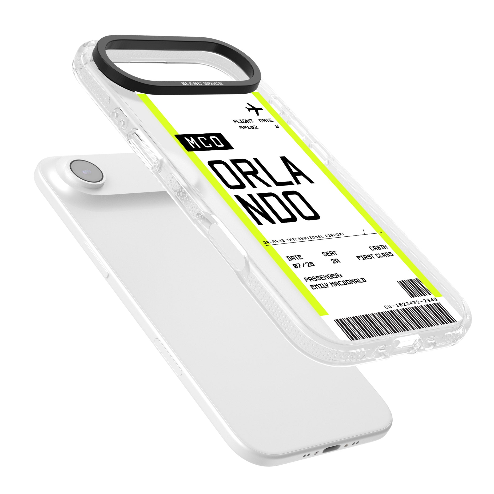 Personalised Orlando Boarding Pass iPhone 17 Air Impact Air Clear Phone Case Colours
