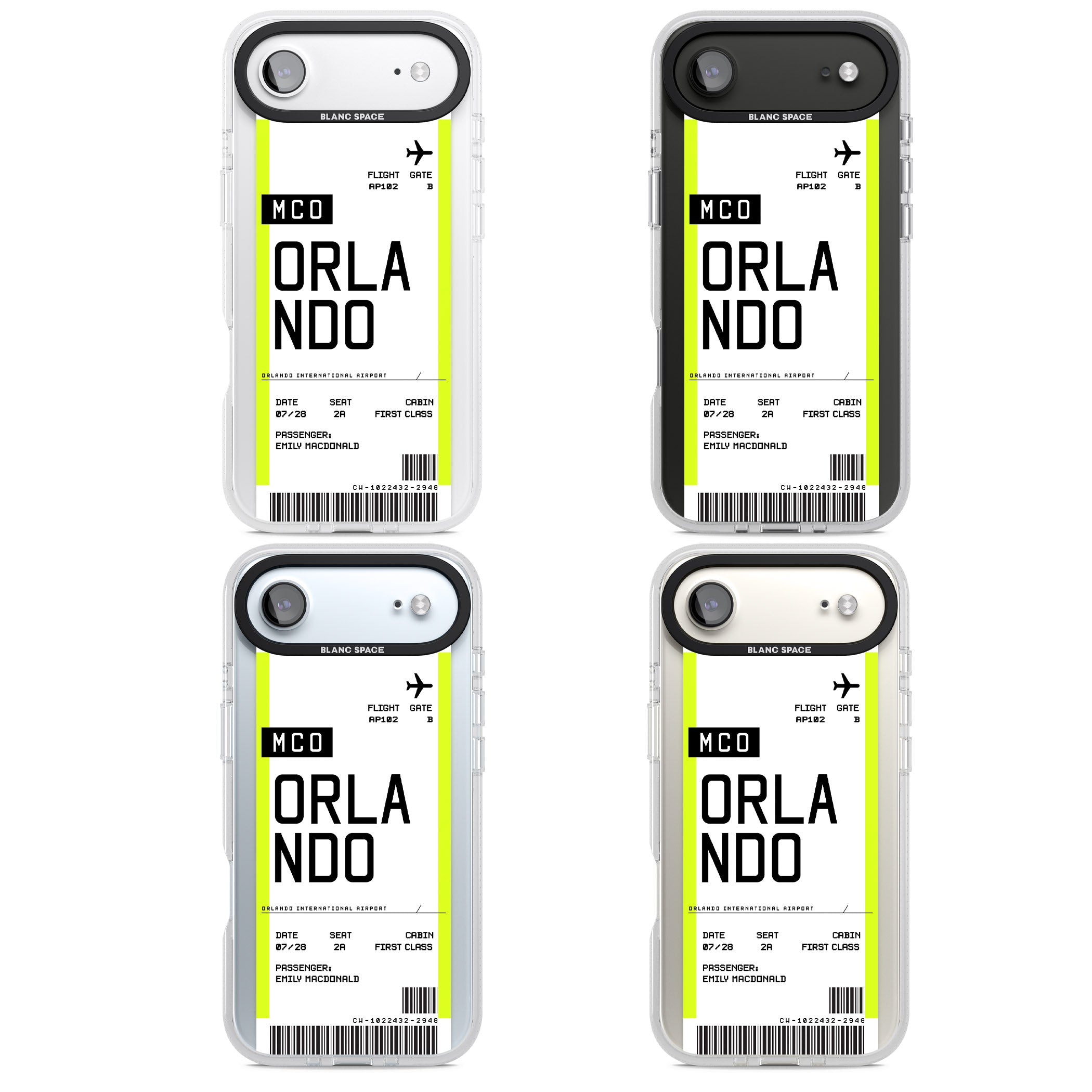 Personalised Orlando Boarding Pass iPhone 17 Air Impact Air Clear Phone Case APT Impact Protection