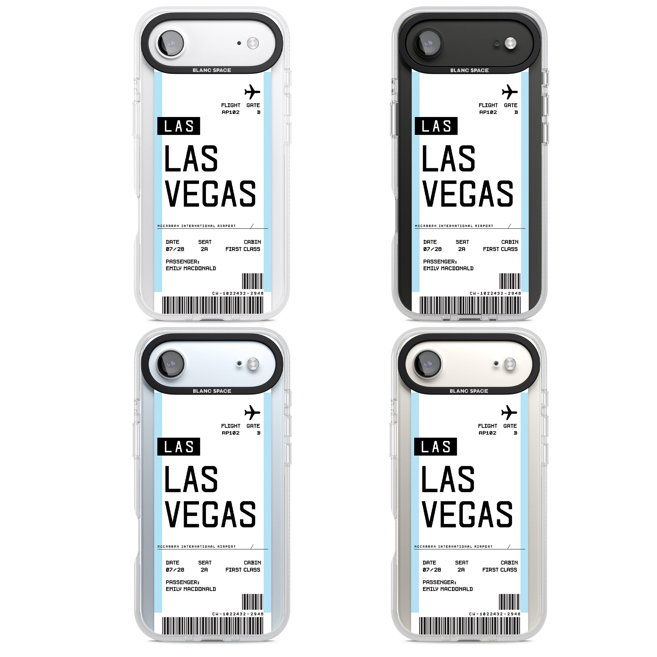 Personalised Las Vegas Boarding Pass iPhone 17 Air Impact Air Clear Phone Case APT Impact Protection