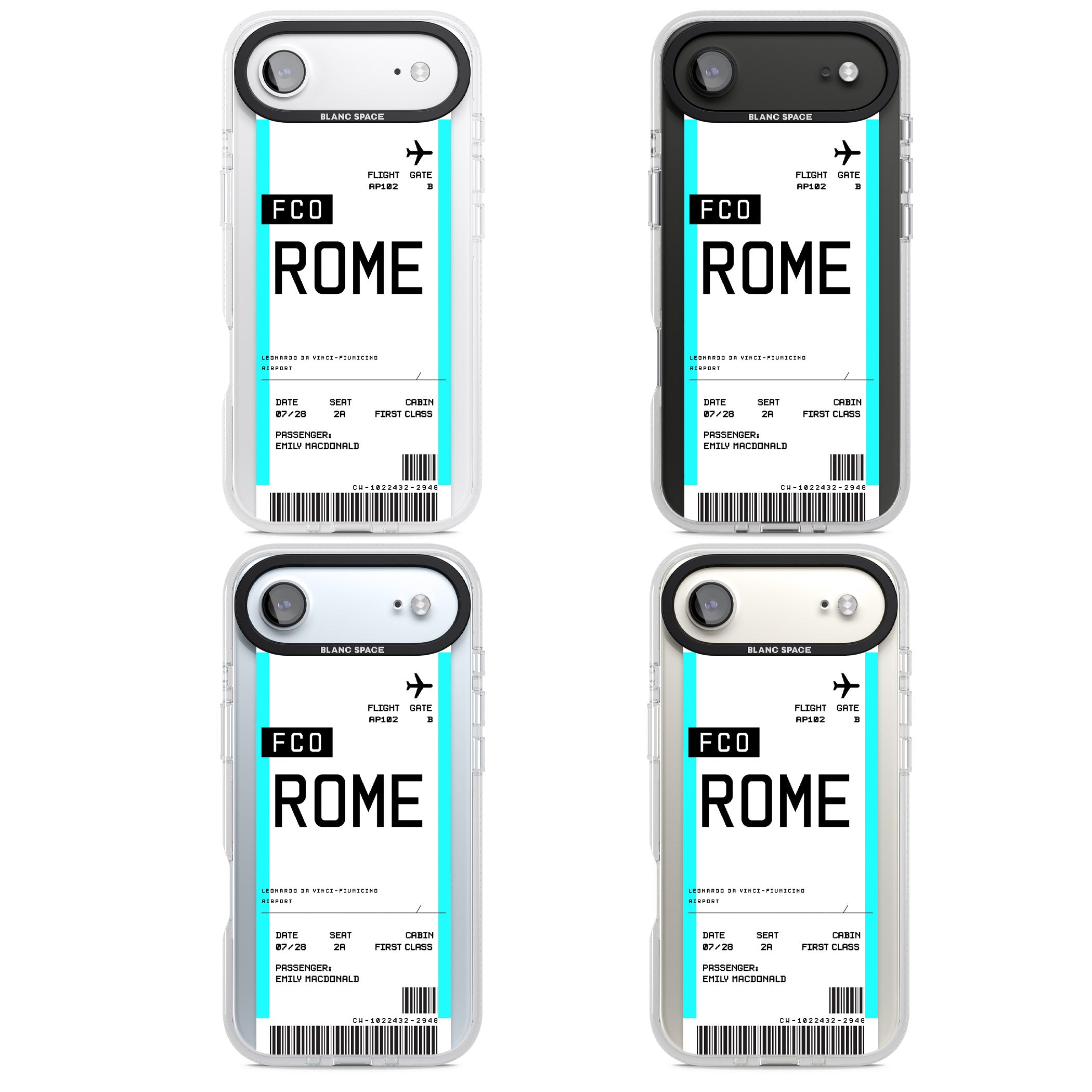 Personalised Rome Boarding Pass iPhone 17 Air Impact Air Clear Phone Case APT Impact Protection