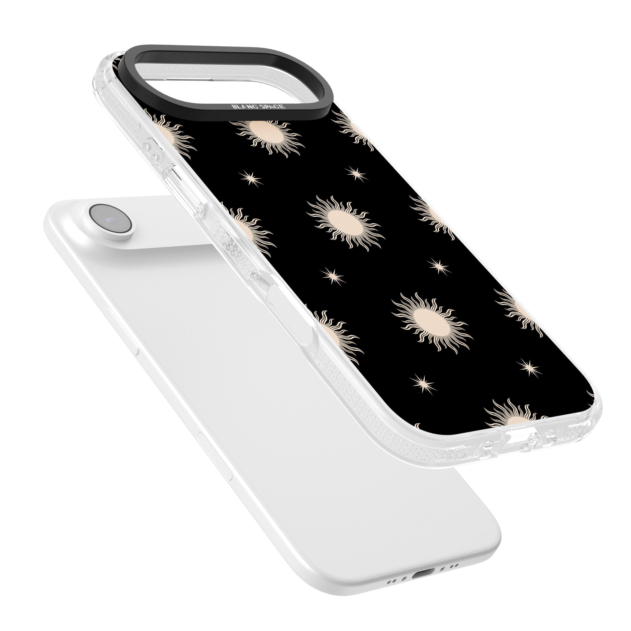 Celestial Patterns Classic Suns (Black) iPhone 17 Air Impact Air Clear Phone Case Colours