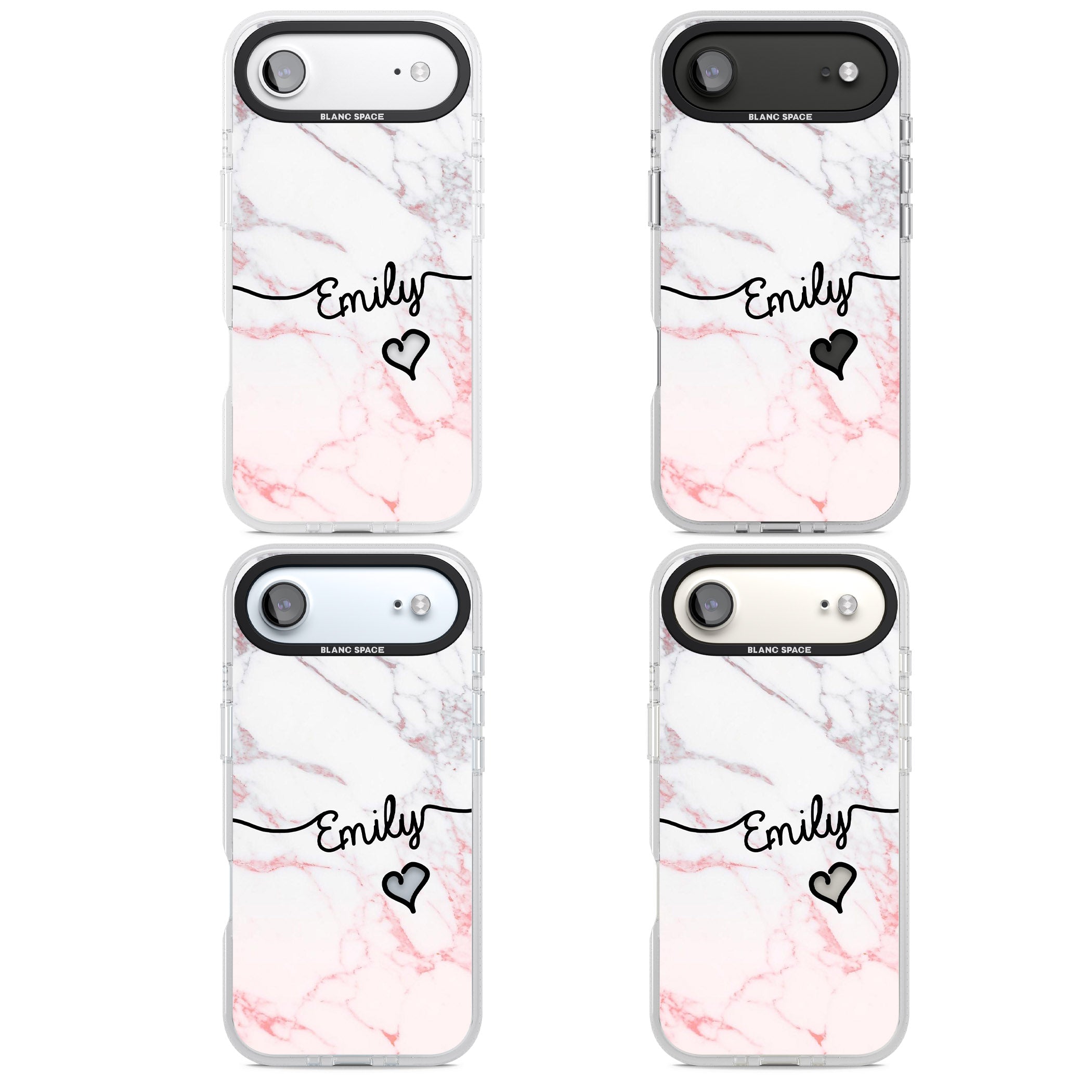 Personalised Pink Fade Marble Heart iPhone 17 Air Impact Air Clear Phone Case APT Impact Protection